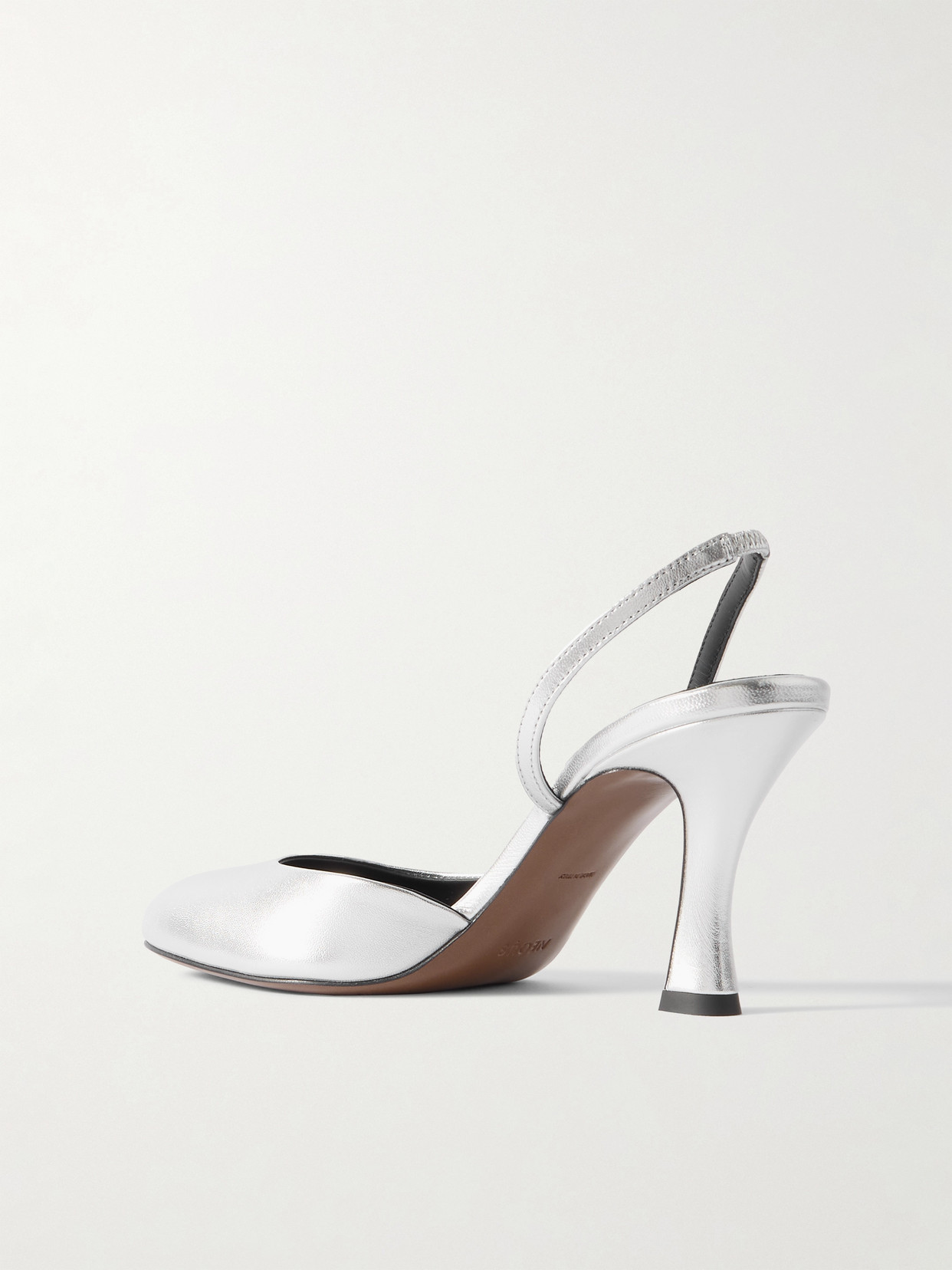 Neous Baten Metallic Leather Slingback Pumps In Silver
