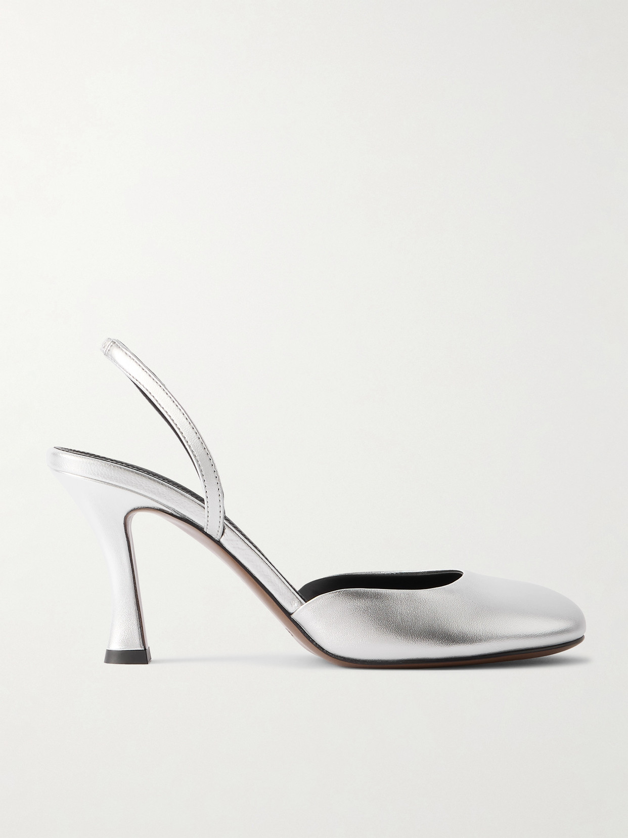 Neous Baten Metallic Leather Slingback Pumps In Silver