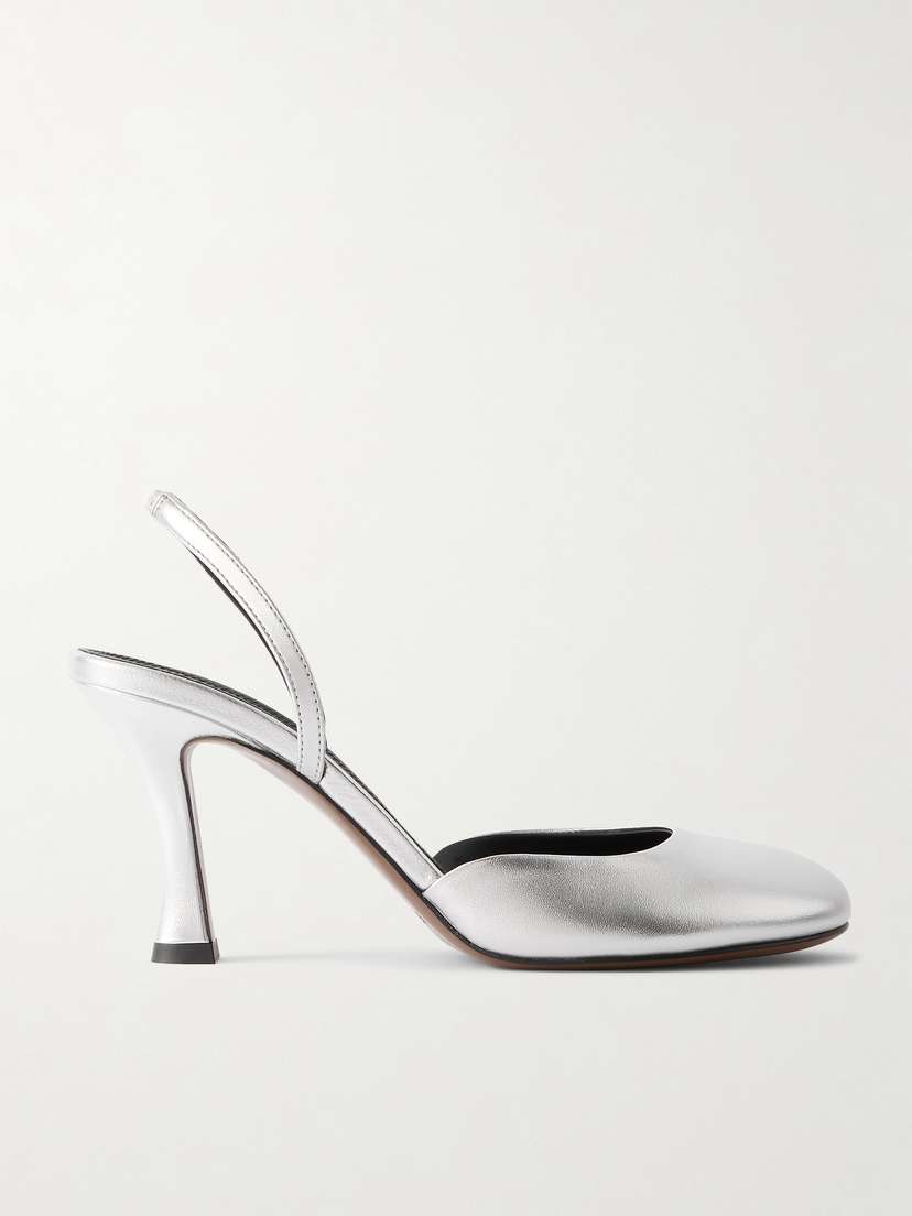 NEOUS Baten Metallic Leather Slingback Pumps