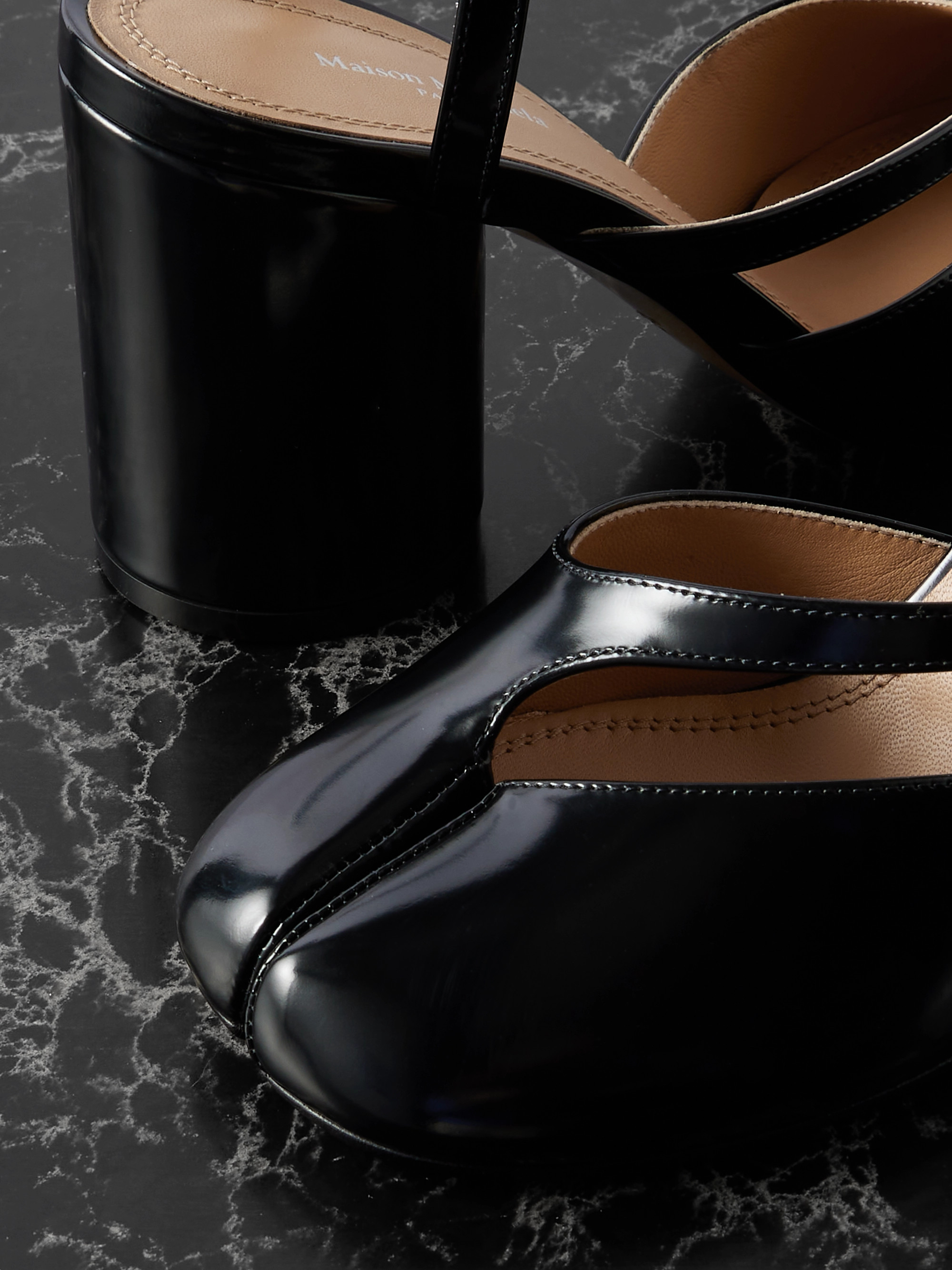 Maison Margiela Tabi split-toe glossed leather pumps