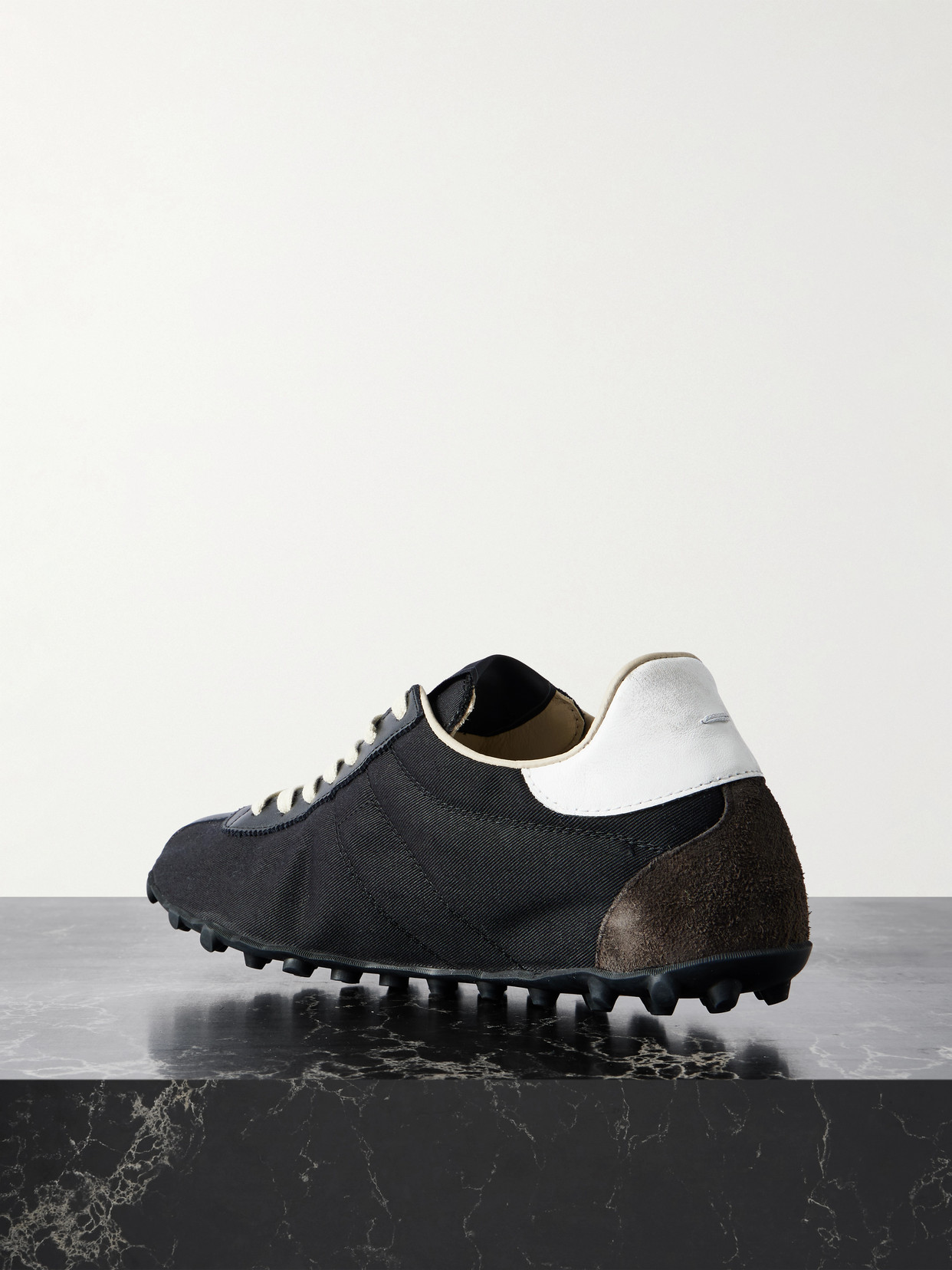 Maison Margiela Sprinter Leather And Suede-trimmed Twill Sneakers In Black