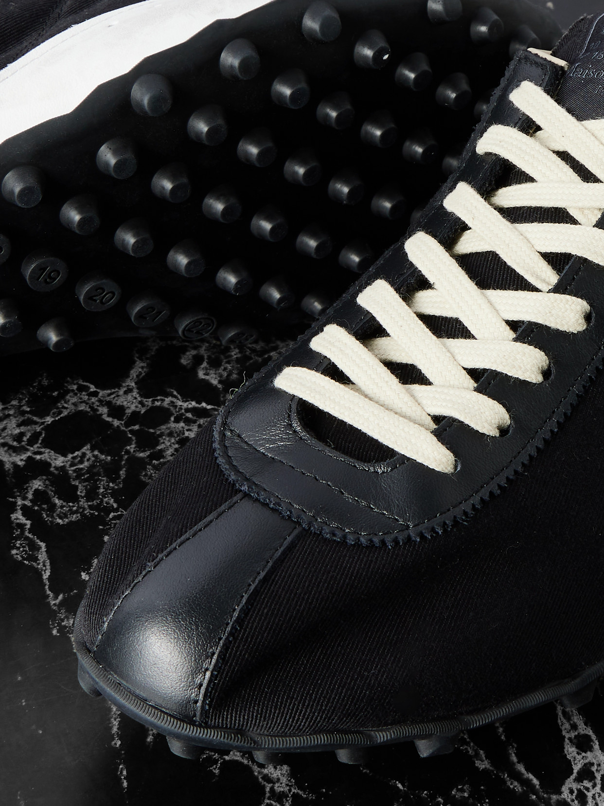 Maison Margiela Sprinter Leather And Suede-trimmed Twill Sneakers In Black