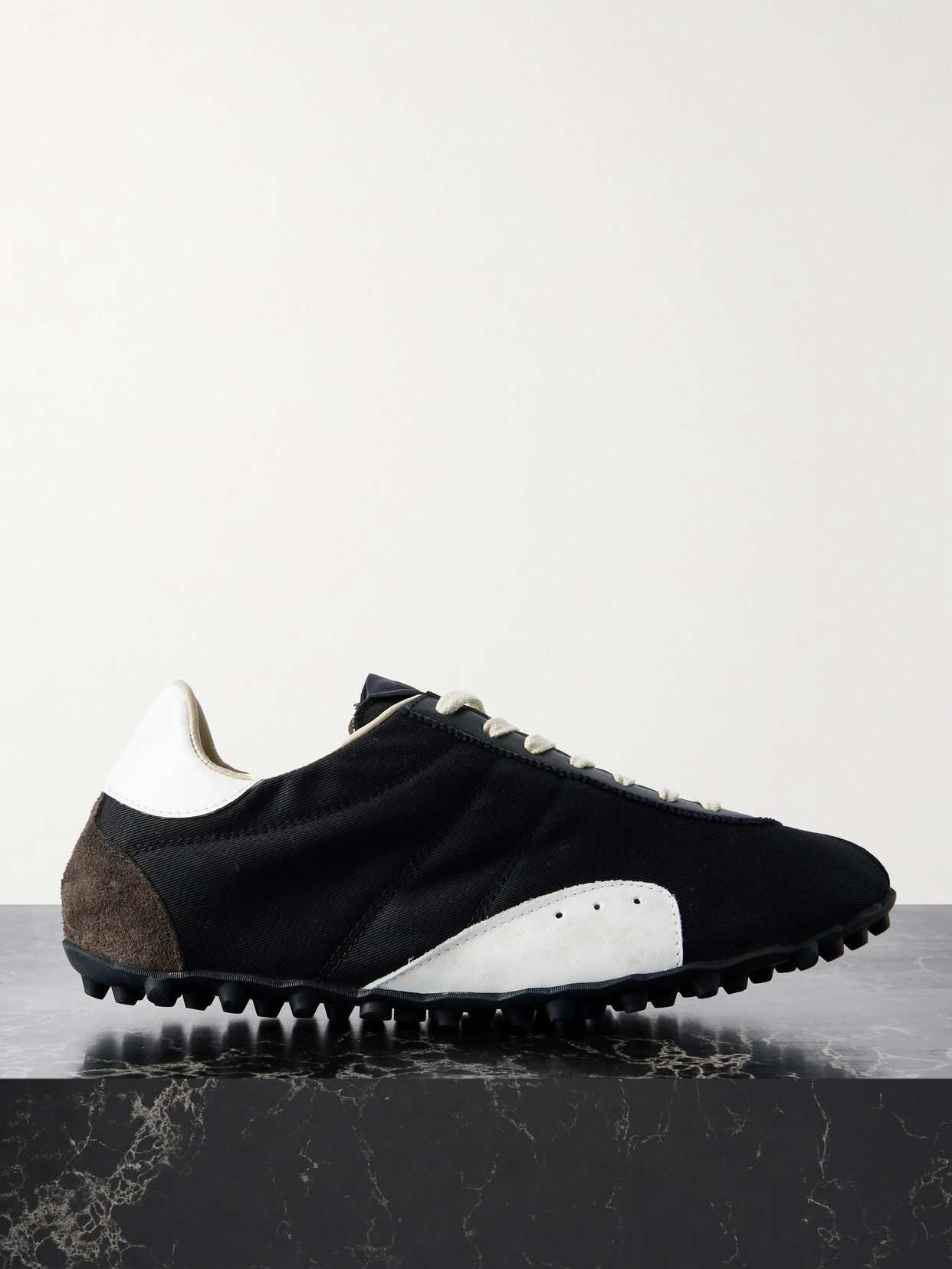 Maison Margiela Sprinter Leather And Suede-trimmed Twill Sneakers In Black