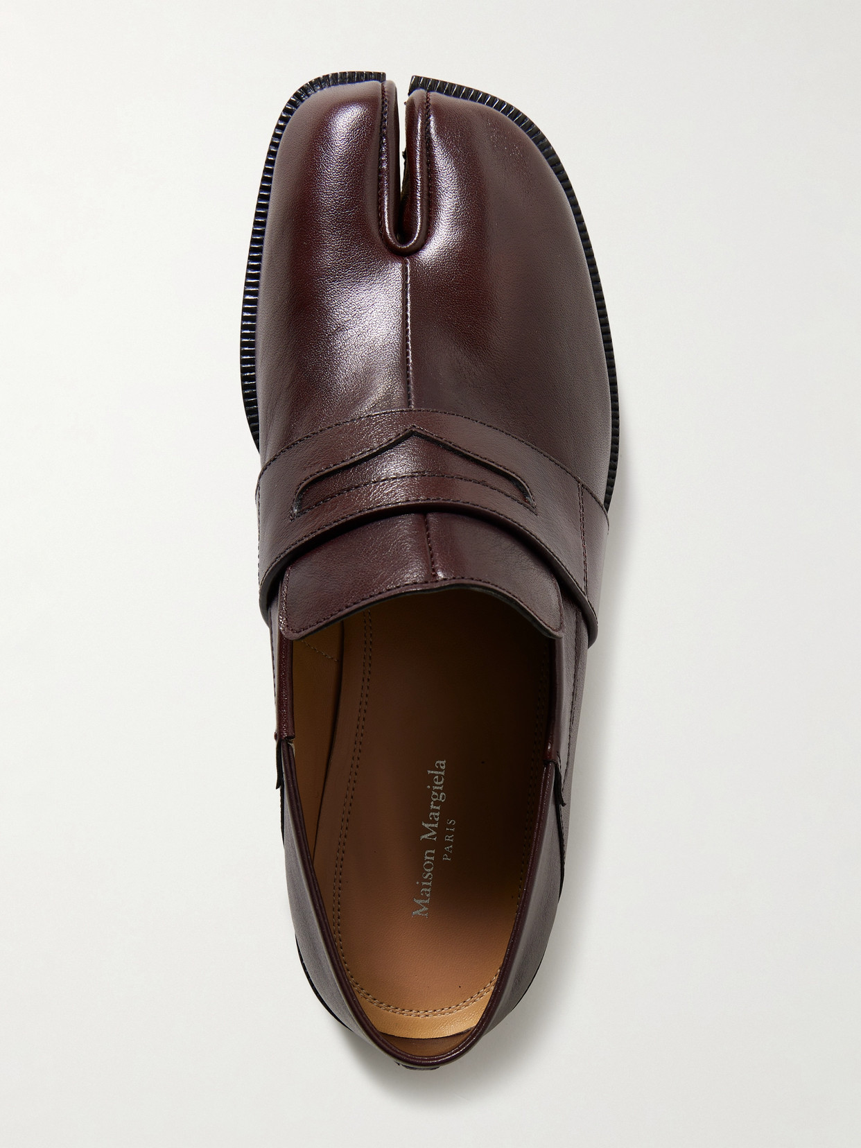 Maison Margiela Tabi Split-toe Collapsible-heel Leather Loafers In Burgundy