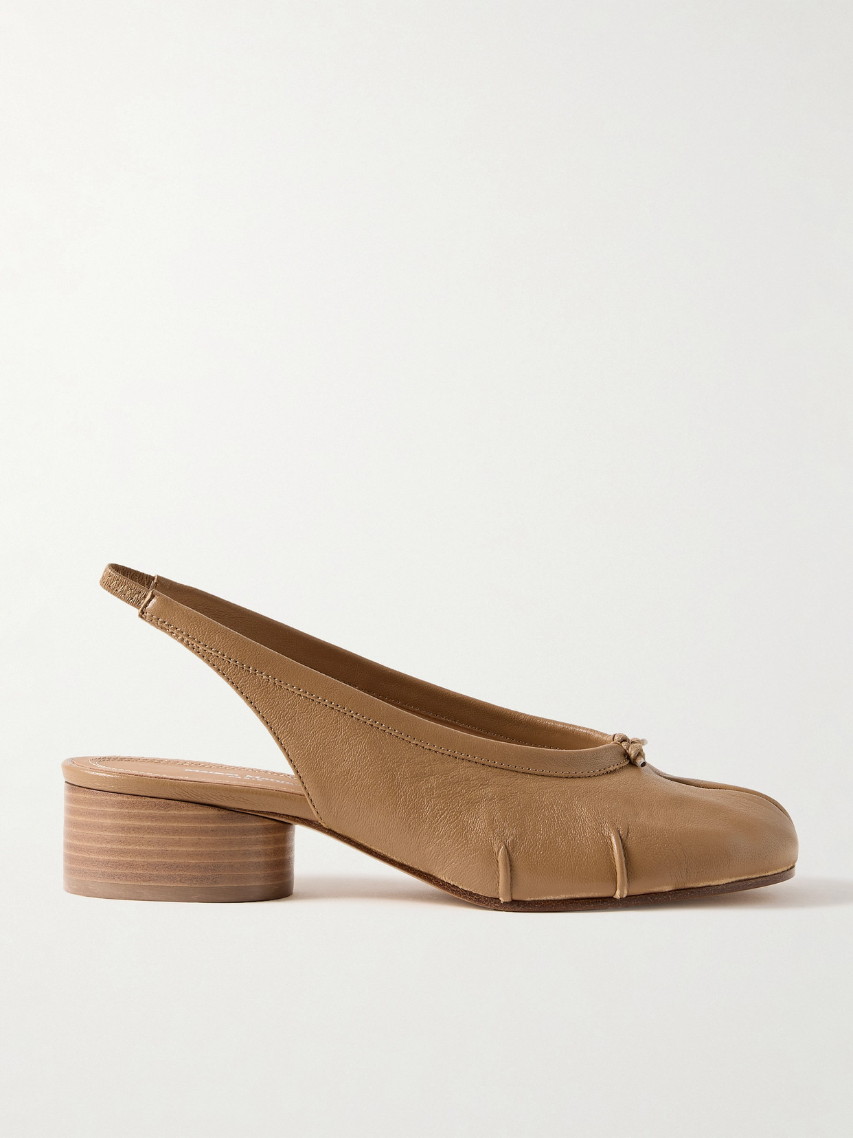 Maison Margiela Tabi Split-toe Leather Slingback Pumps In Brown