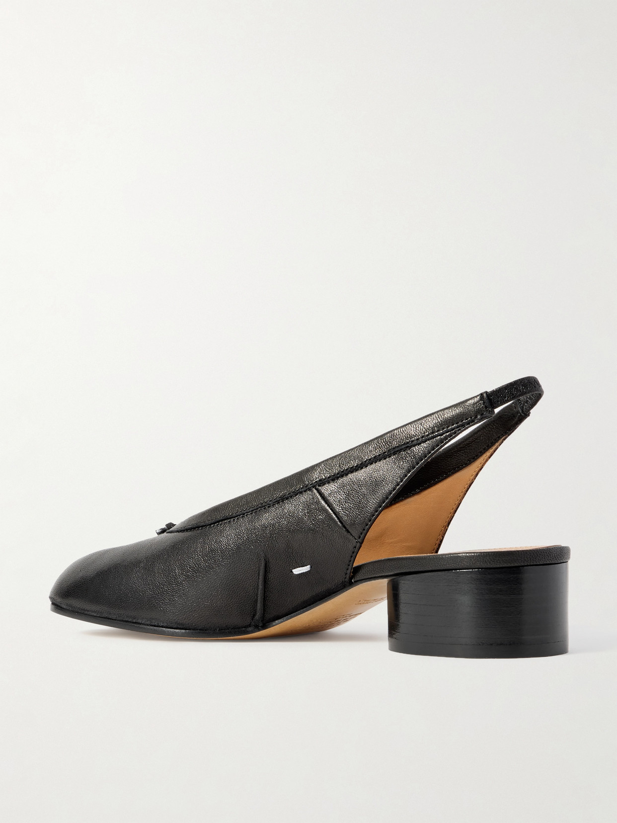 Maison Margiela Tabi 30 Leather Slingback Pumps In Black