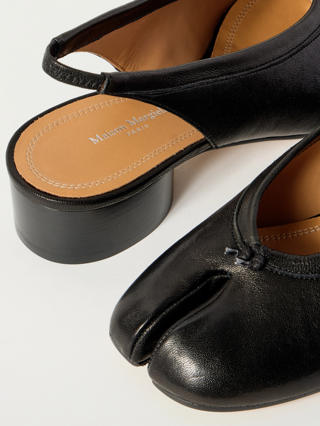 Maison Margiela Tabi 30 Leather Slingback Pumps In Black
