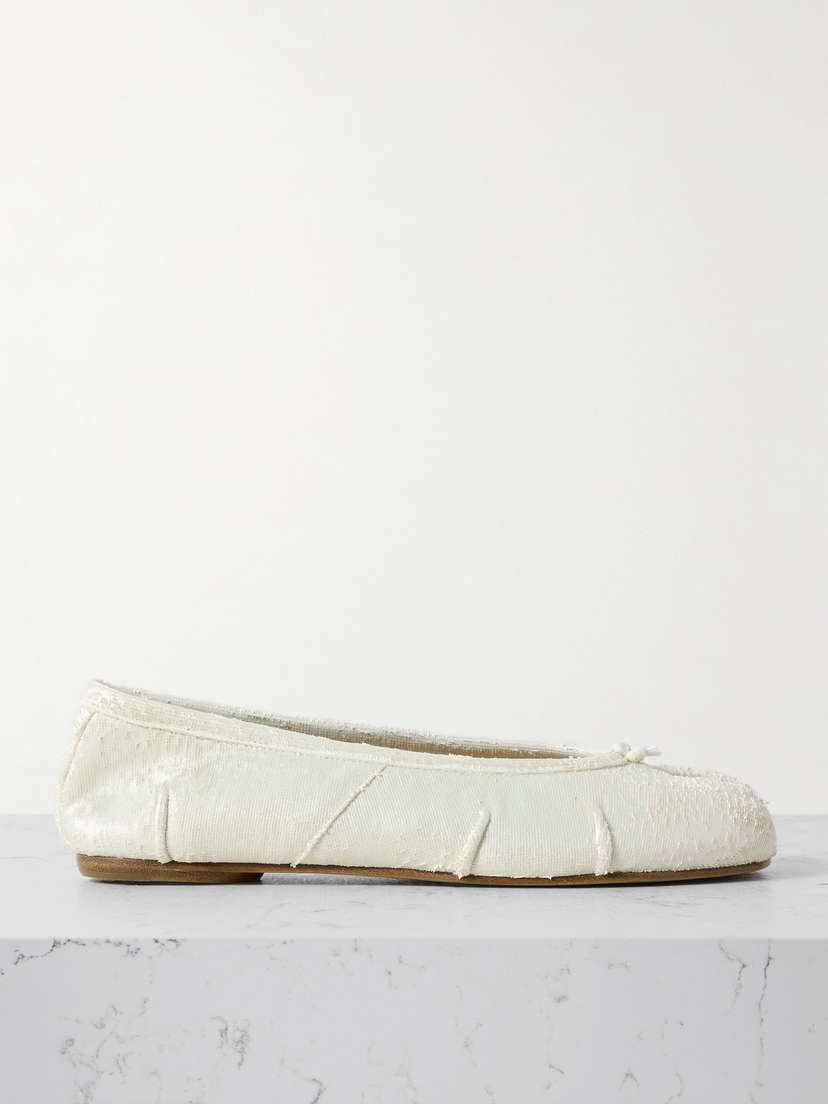 Maison Margiela Tabi Split-toe Distressed Suede Ballet Flats