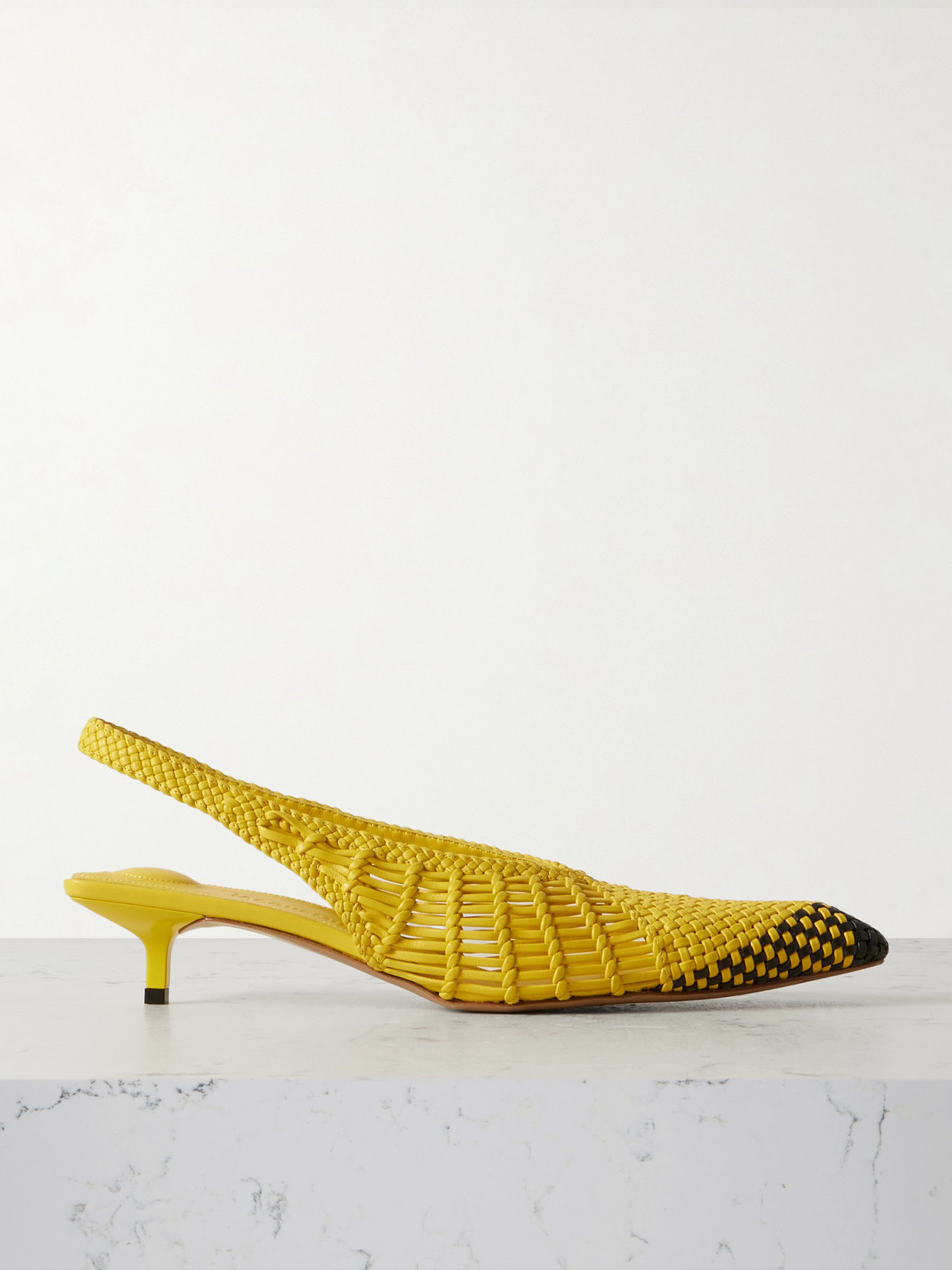 Jacquemus Cubisto Banane Pointed Toe Slingback Pump In Yellow