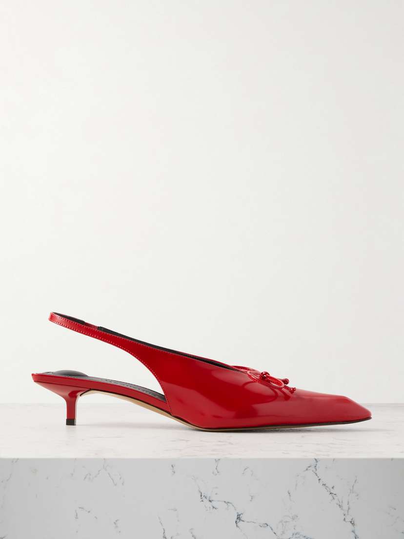 Jacquemus Cubisto Bow-embellished Leather Slingback Pumps