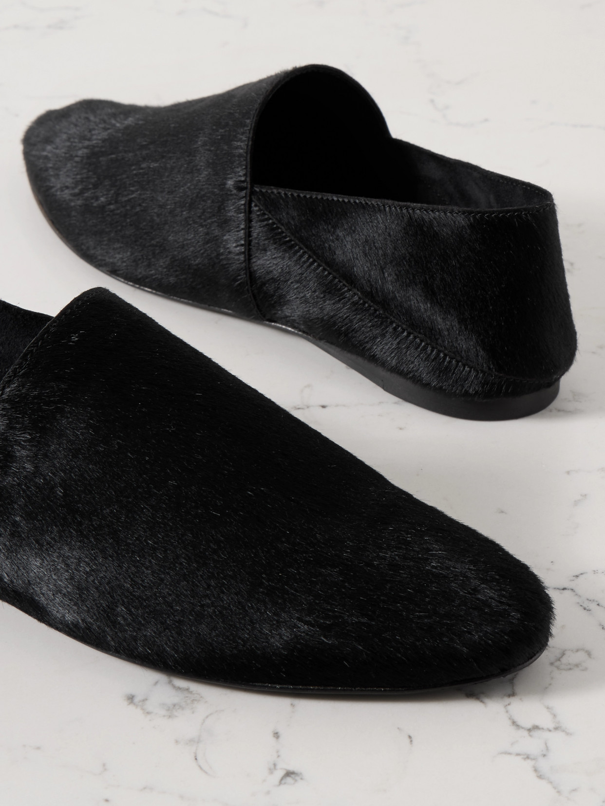 Tove Pascale Calf Hair Slippers In Black