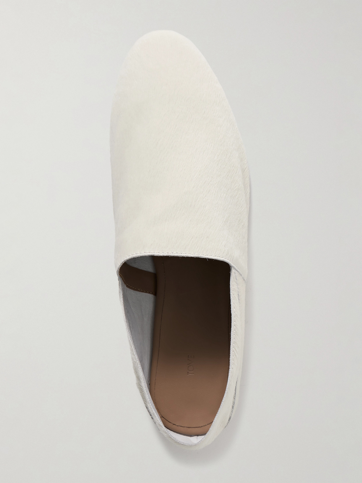 Tove Pascale Calf Hair Slippers In Ecru