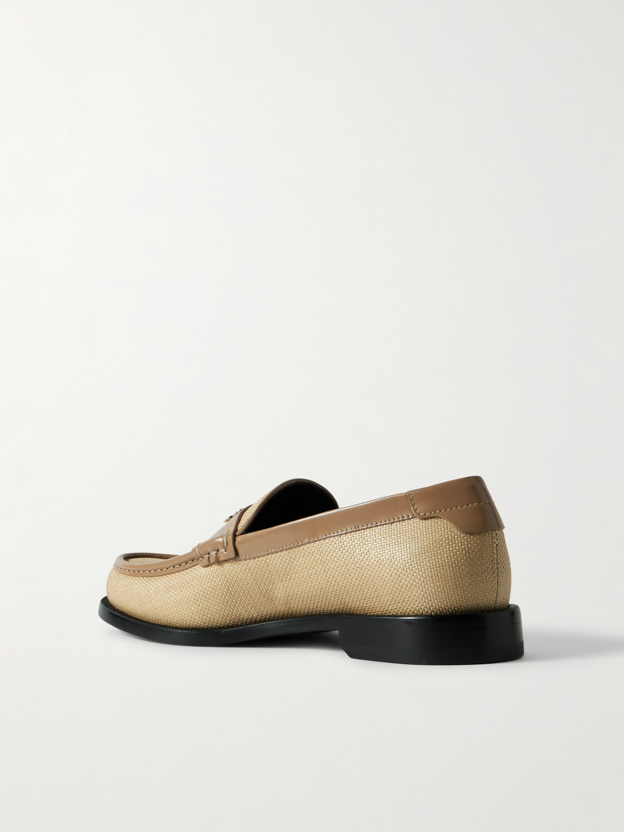 Victoria Beckham Leather-trimmed Raffia Loafers In Neutrals