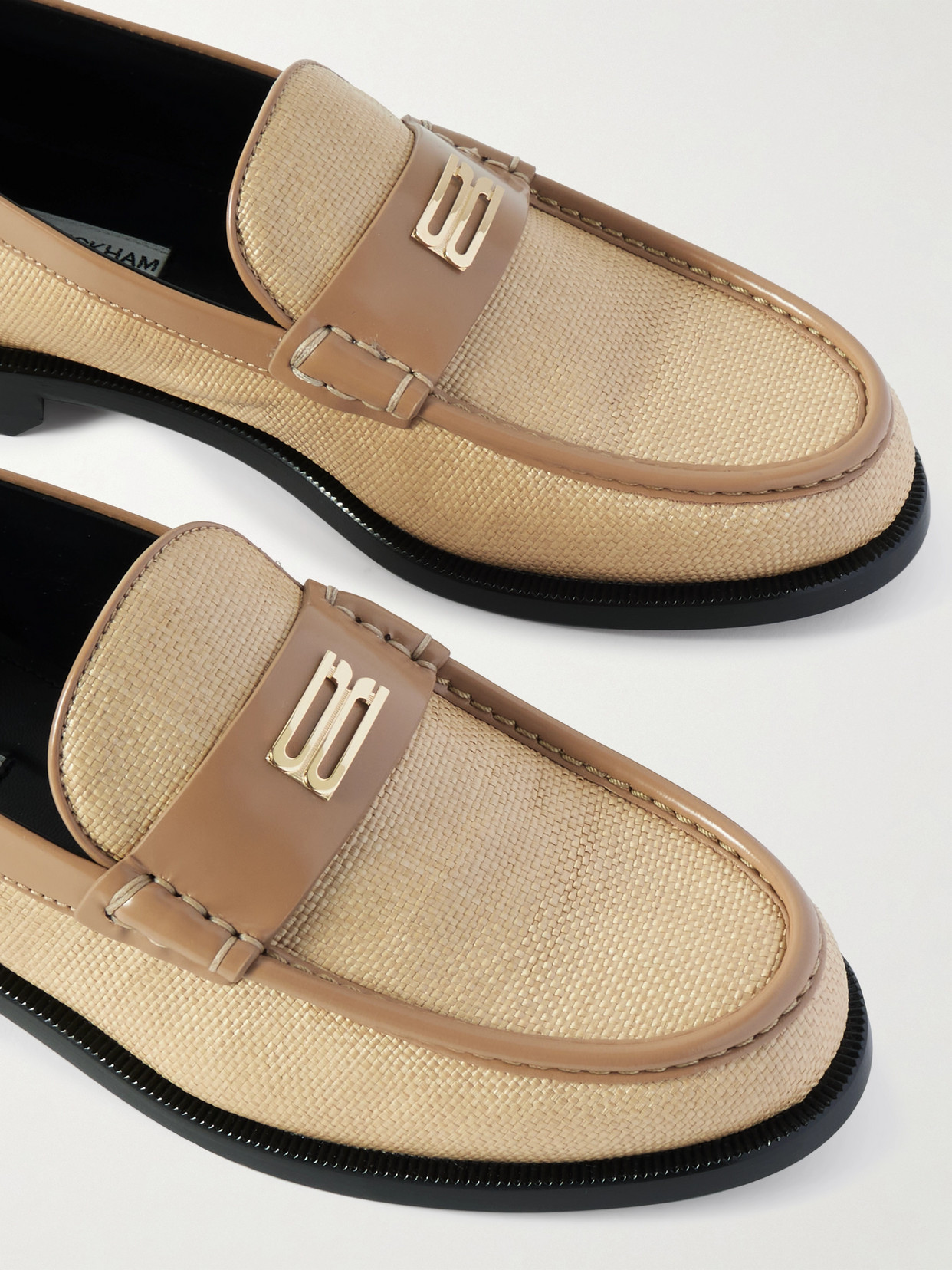 Victoria Beckham Leather-trimmed Raffia Loafers In Neutrals