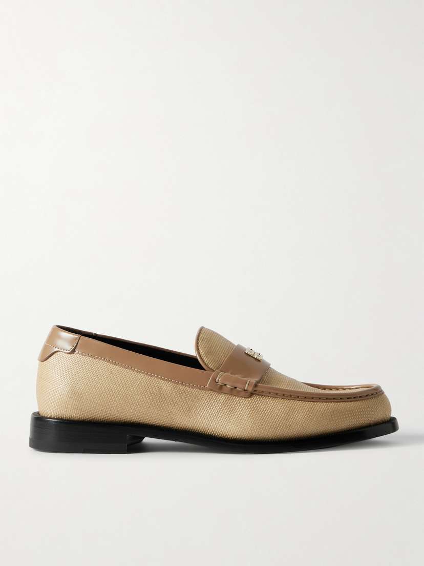 Victoria Beckham Leather-trimmed Raffia Loafers