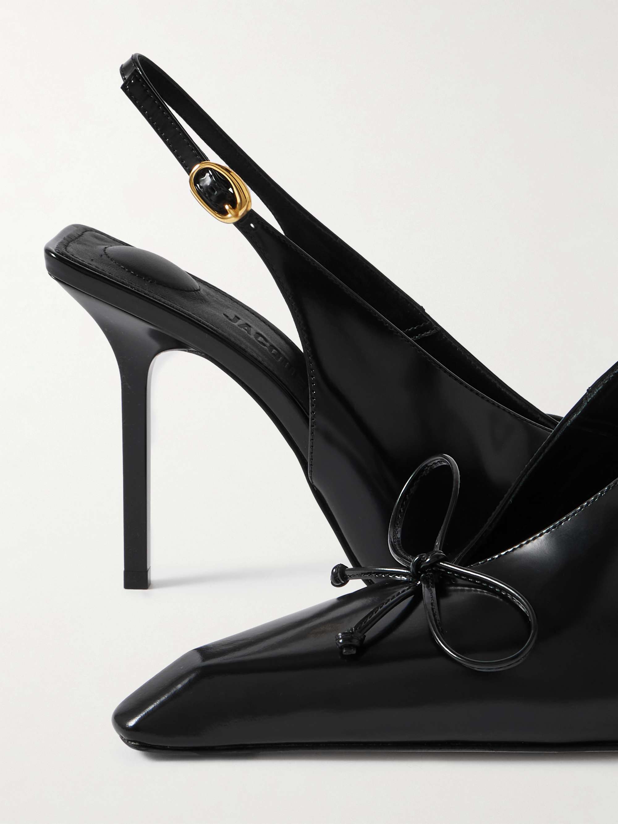 JACQUEMUS Cubisto bow-detailed leather slingback pumps | NET
