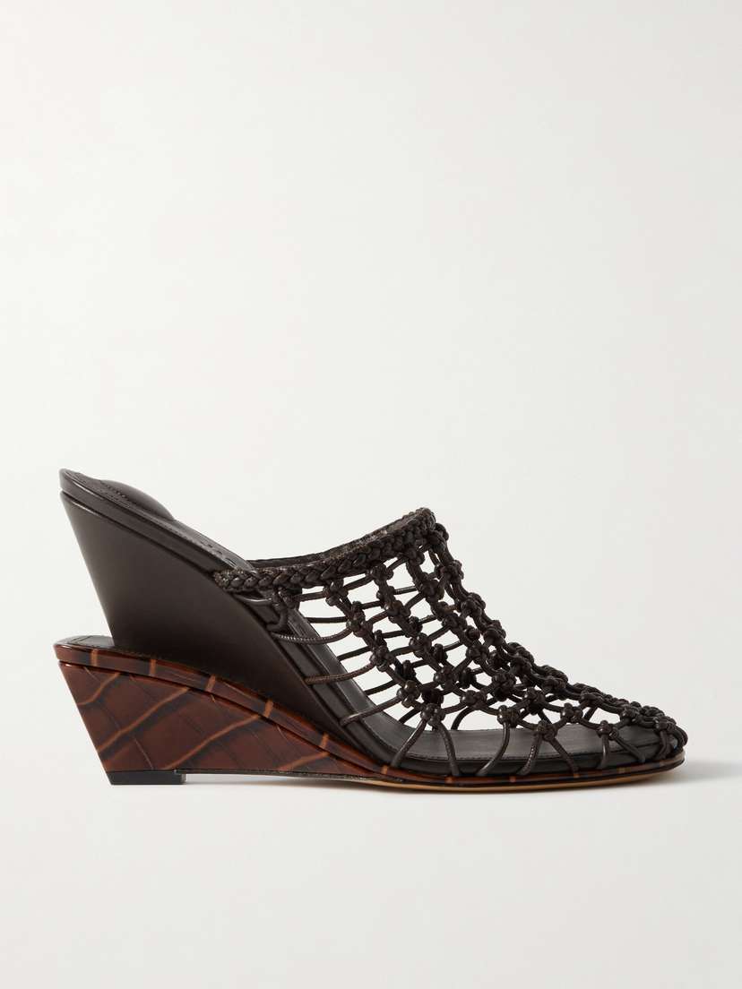 Jacquemus Double Tressées Knotted Leather Wedge Mules