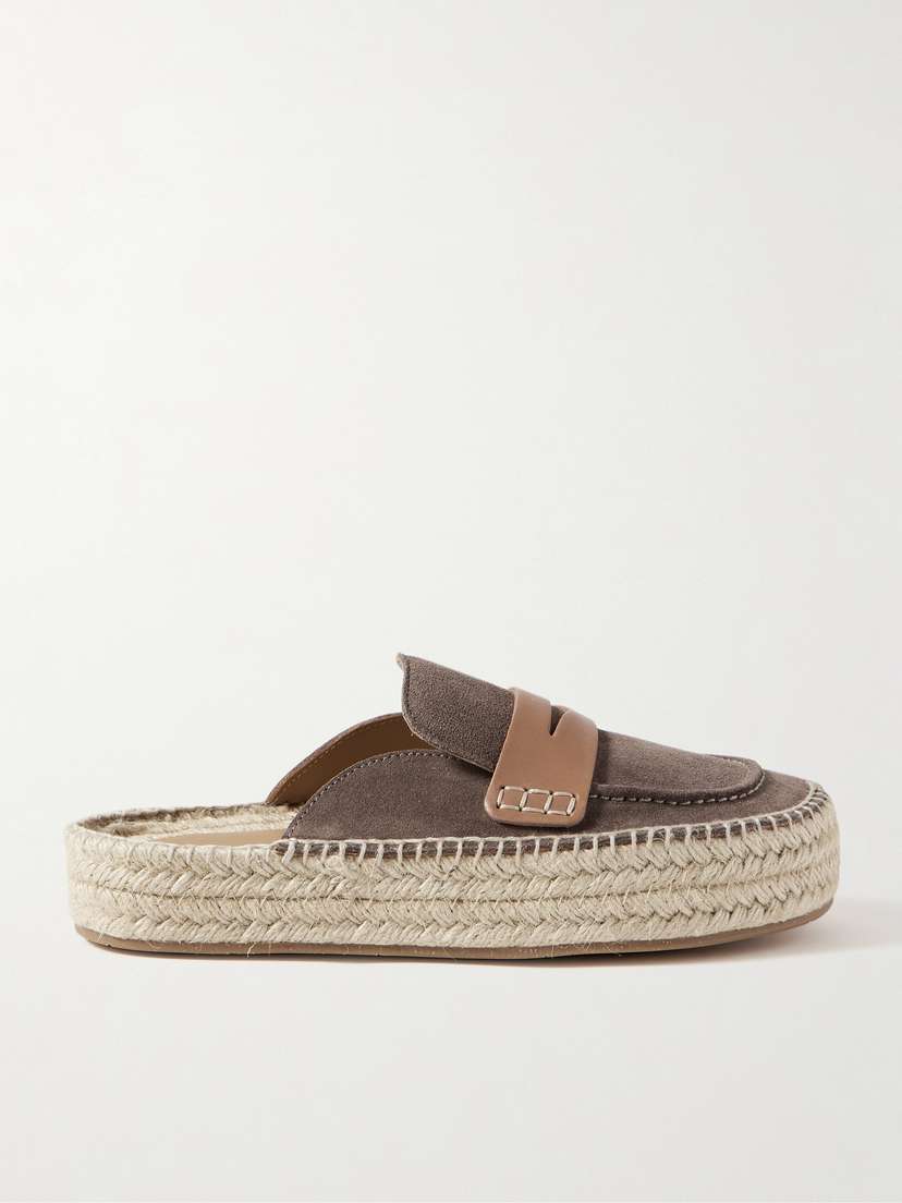 JW Anderson Leather-trimmed Suede Espadrille Mules