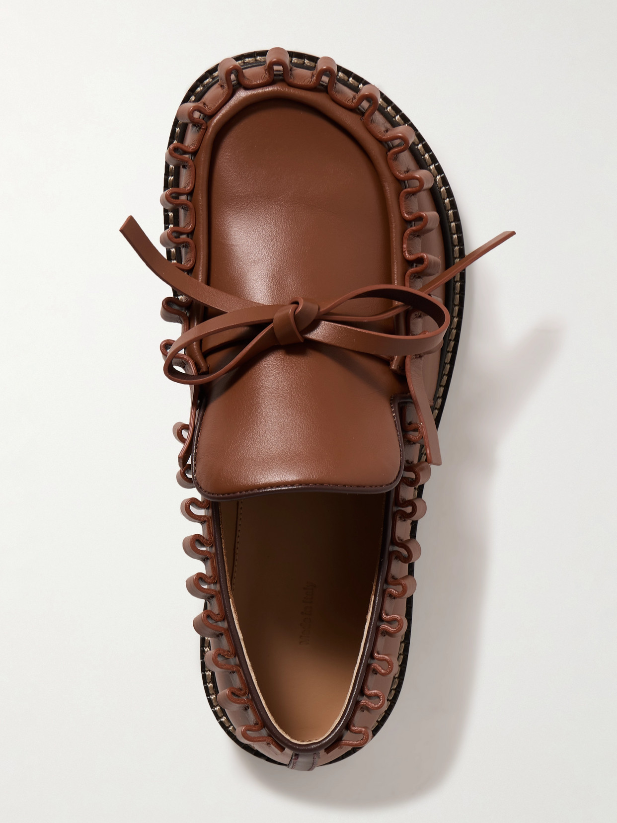 Jw Anderson Ruffled Leather Loafers In Brown