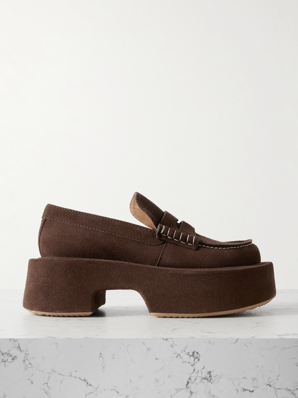 Jw Anderson Black Leather Platform Loafers In Brown