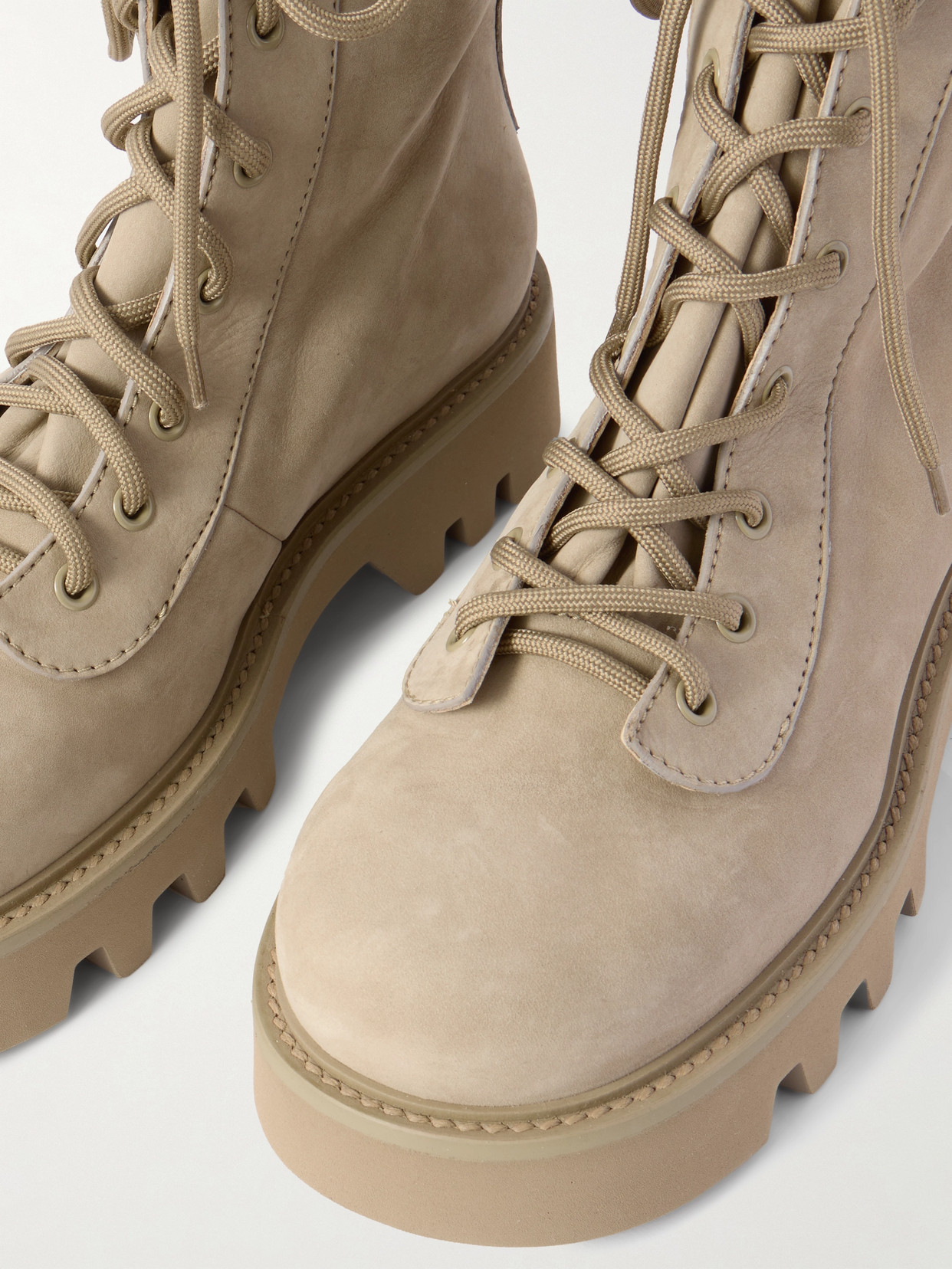 Jw Anderson Suede Combat Boots In Neutrals