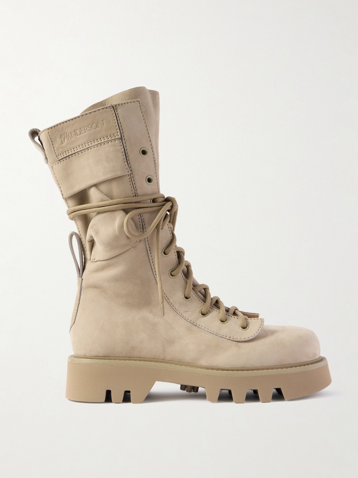 Jw Anderson Suede Combat Boots In Neutrals