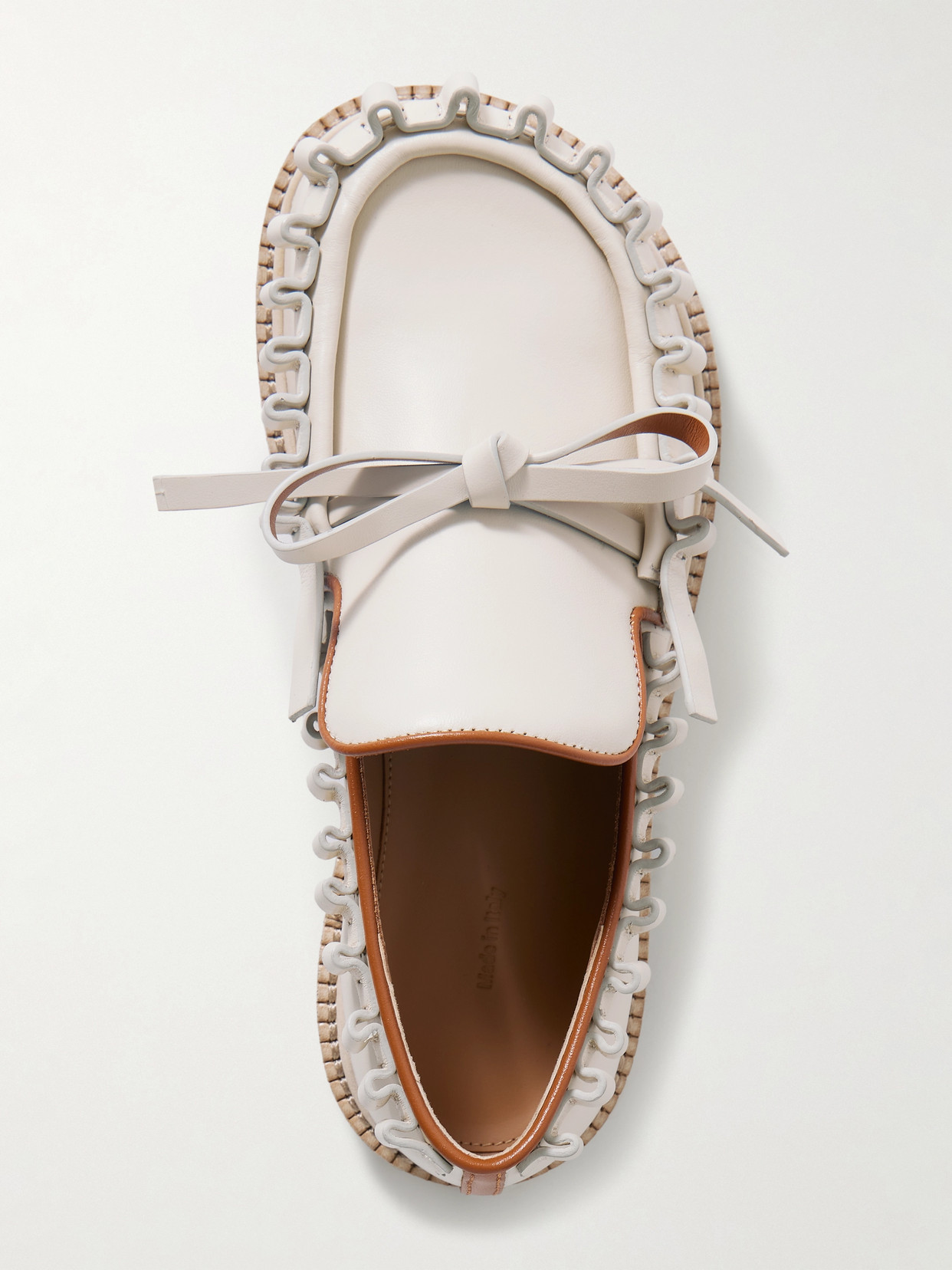 Jw Anderson Ruffled Leather Loafers In Off-white