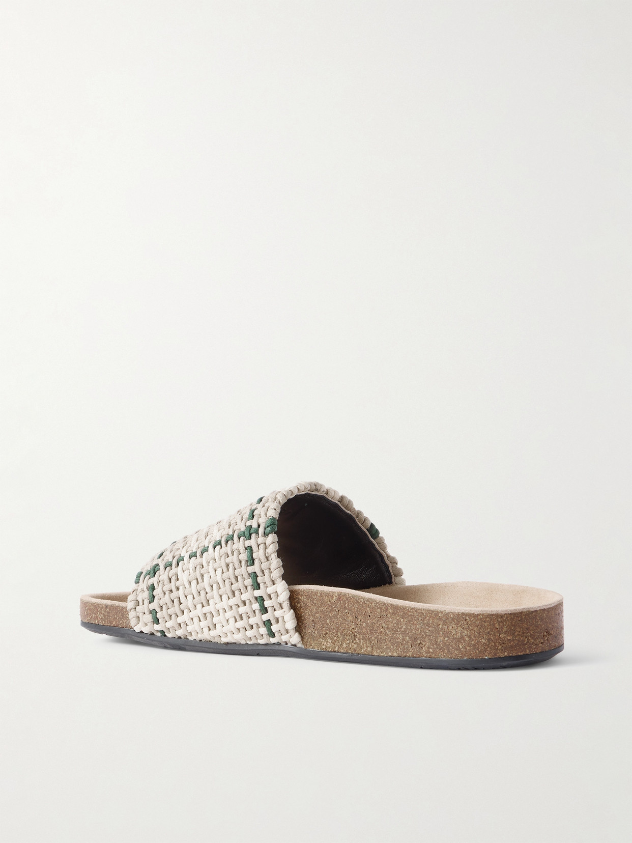 Jw Anderson Checked Waxed-cotton Slides In Off-white