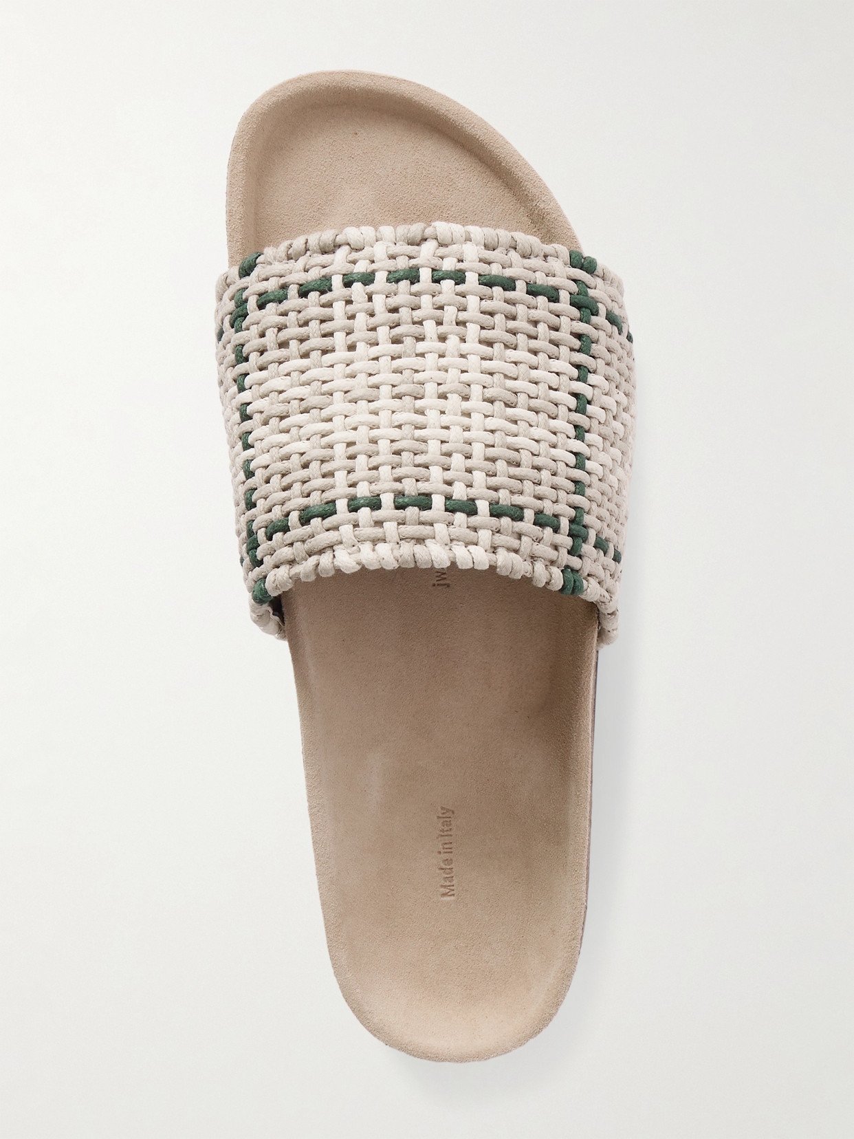 Jw Anderson Checked Waxed-cotton Slides In Off-white