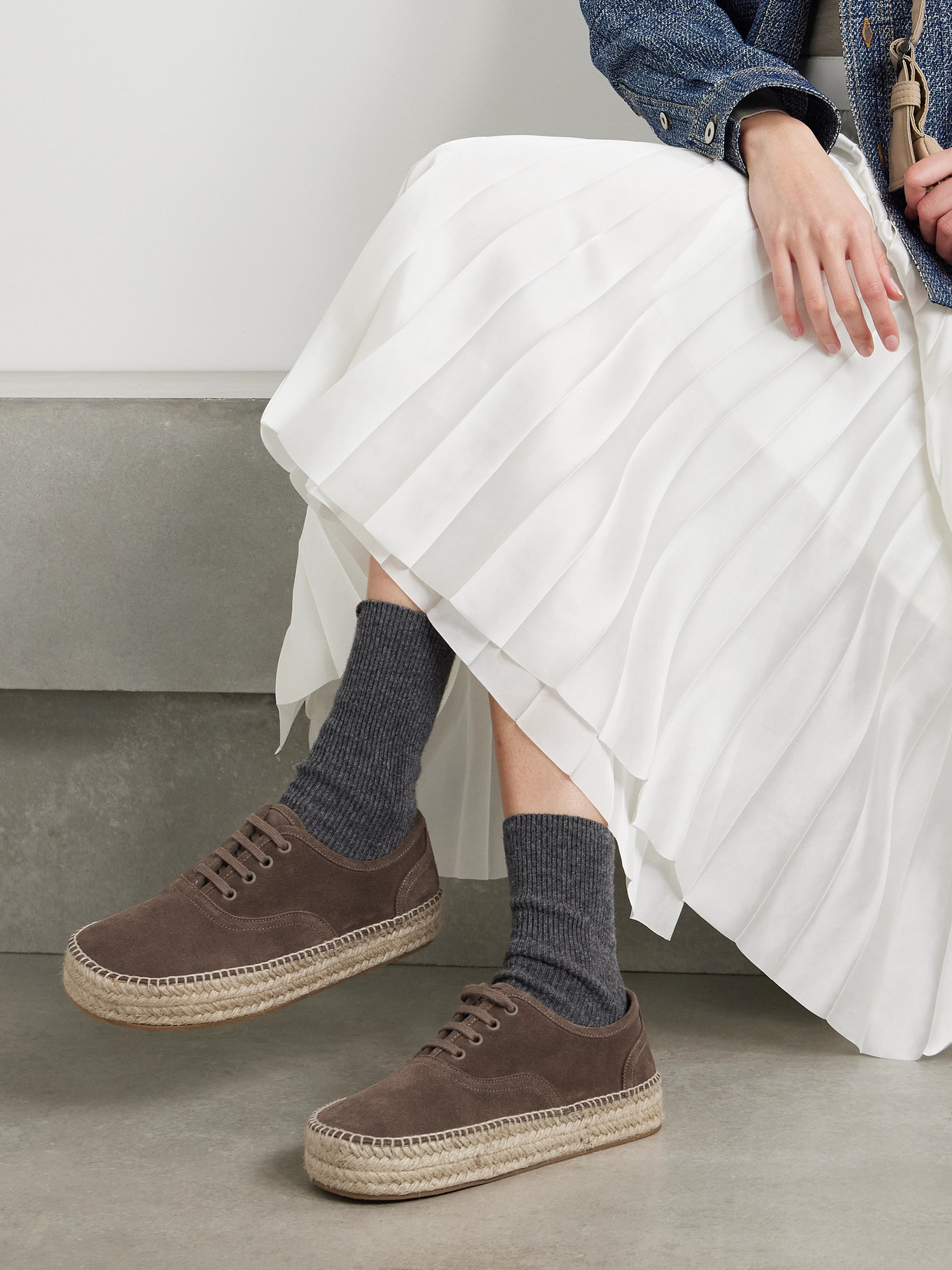 Jw Anderson Suede Espadrille Platform Sneakers In Brown