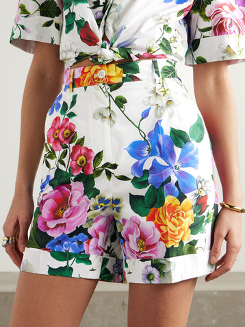 Dolce&Gabbana Floral-print cotton-poplin shorts