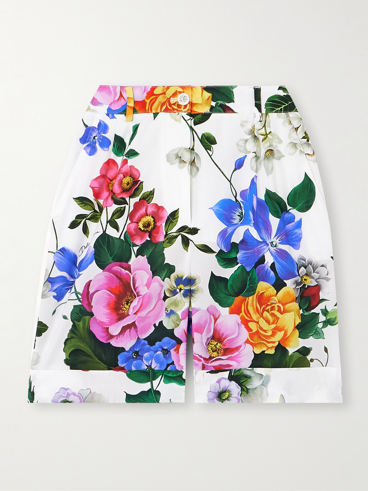 Dolce & Gabbana - Floral-print Cotton-poplin Shorts - White