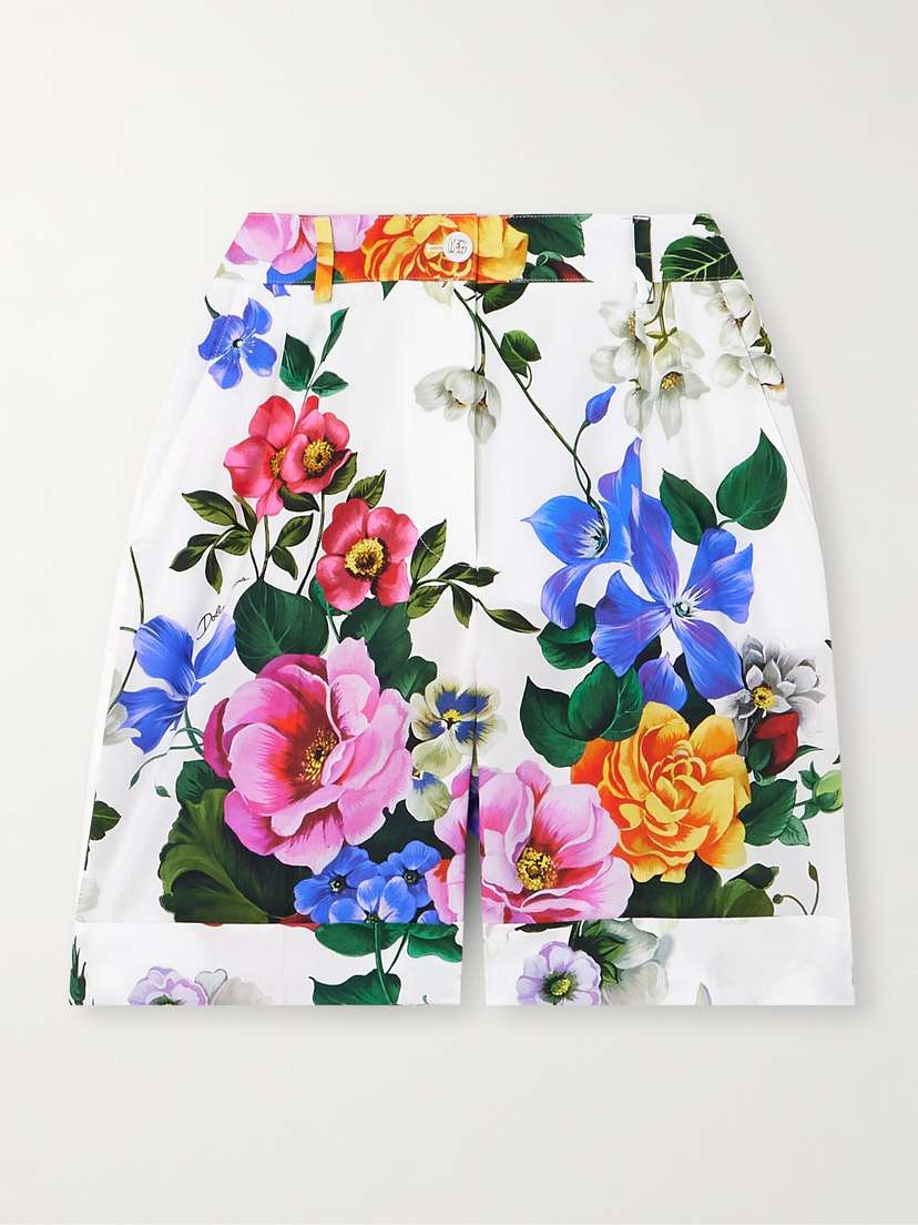 Dolce & Gabbana Floral-print Cotton-poplin Shorts