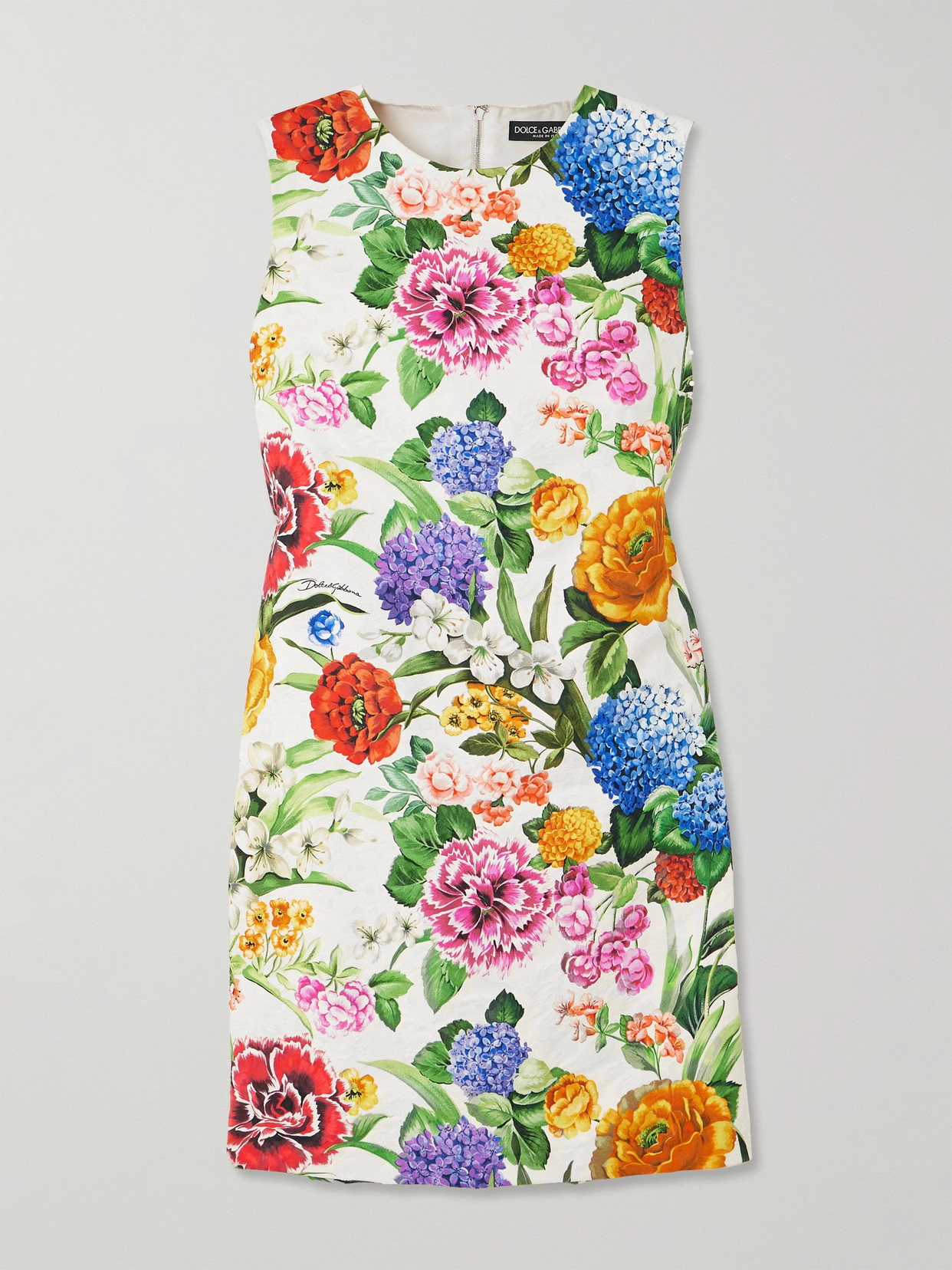 Dolce & Gabbana - Floral-print Cotton-blend Jacquard Mini Dress - White