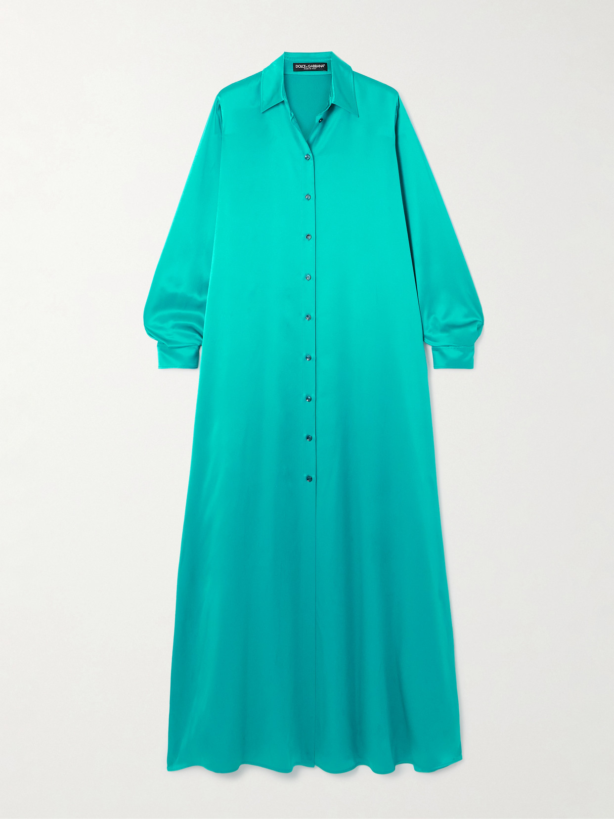 Dolce & Gabbana Silk-satin Maxi Shirt Dress In Blue