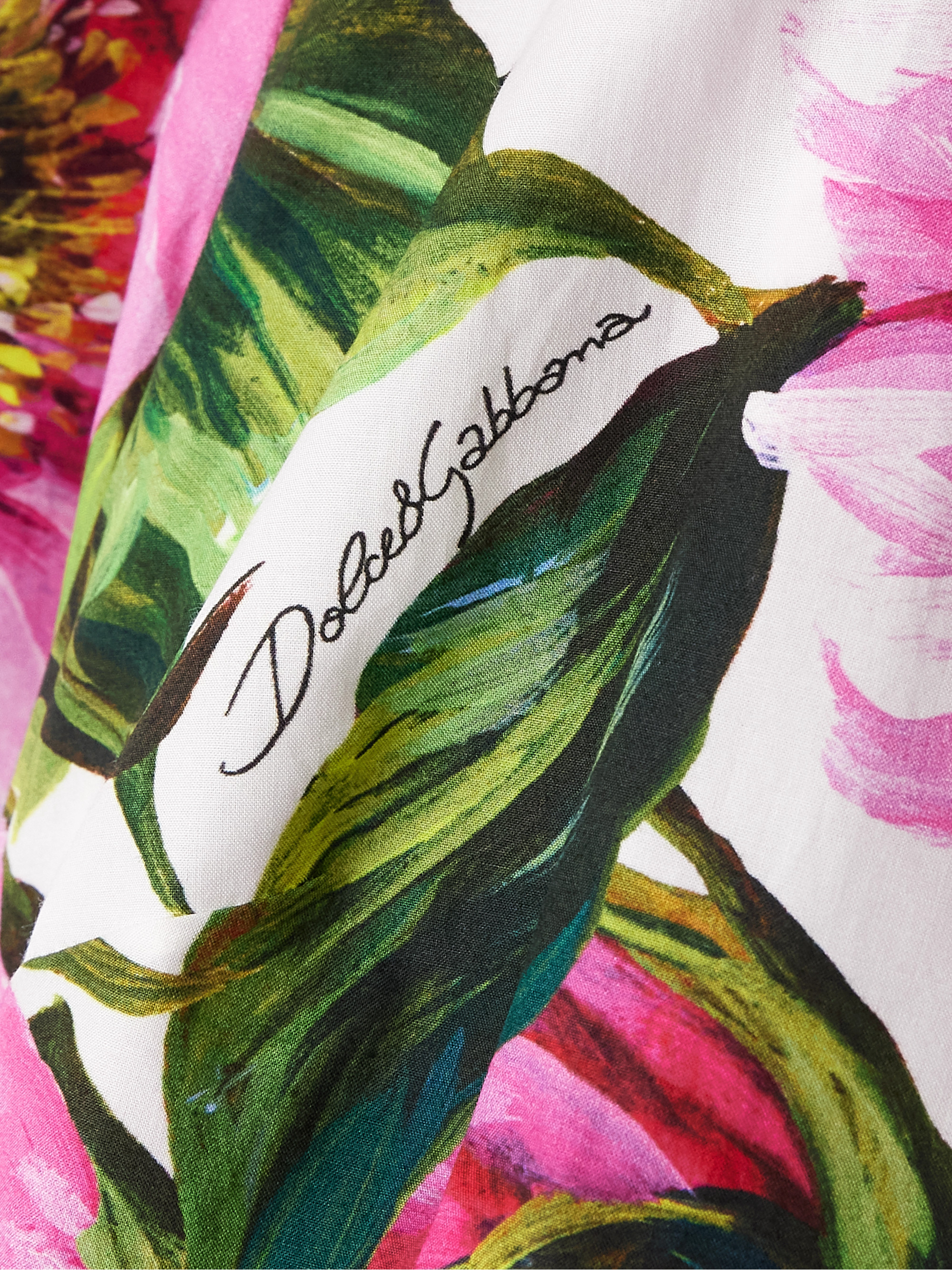 Dolce&Gabbana Belted pleated floral-print cotton-poplin midi shirt dress thumbnail