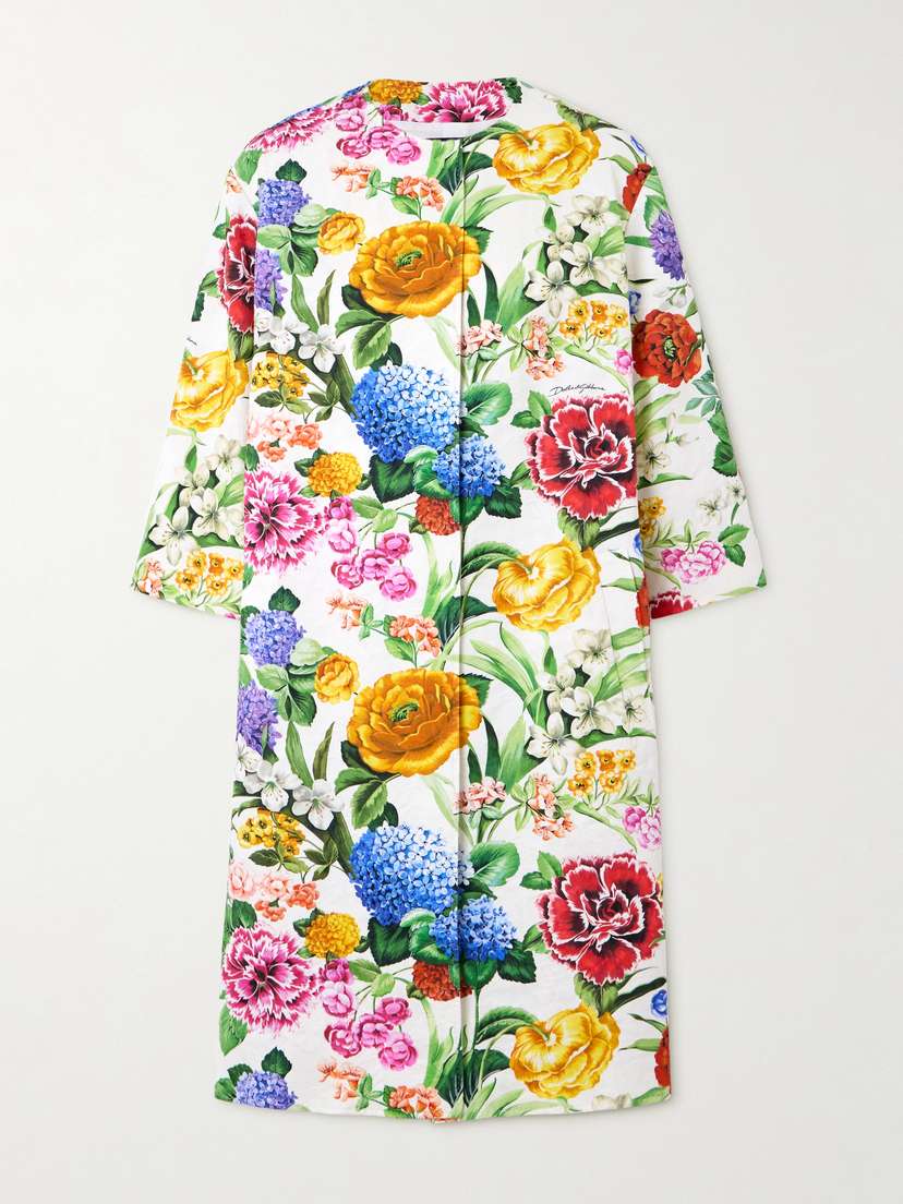 Dolce & Gabbana Floral-print Cotton-blend Jacquard Coat