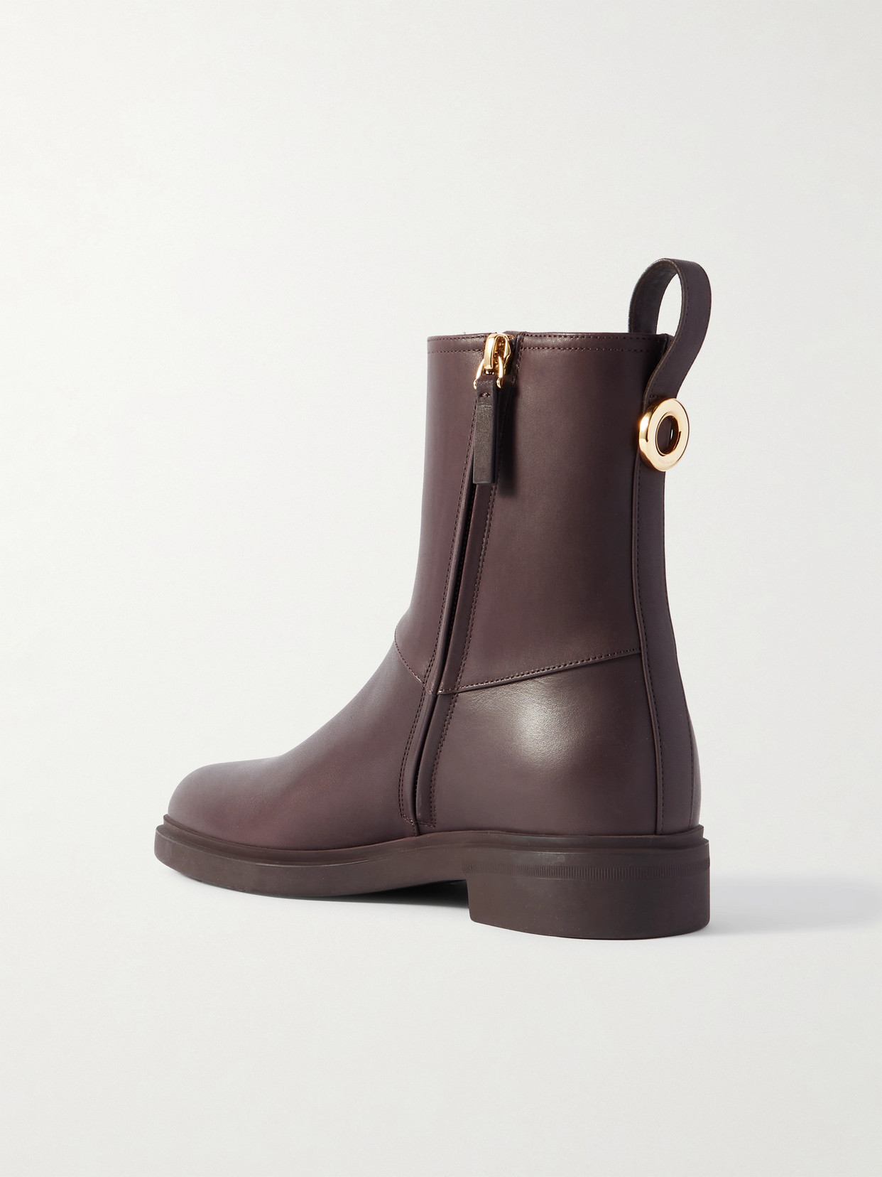 Loro Piana Kilda Paneled Leather Ankle Boots In Brown