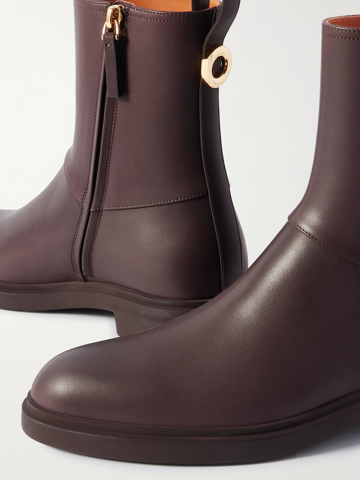 Loro Piana Kilda Paneled Leather Ankle Boots In Brown