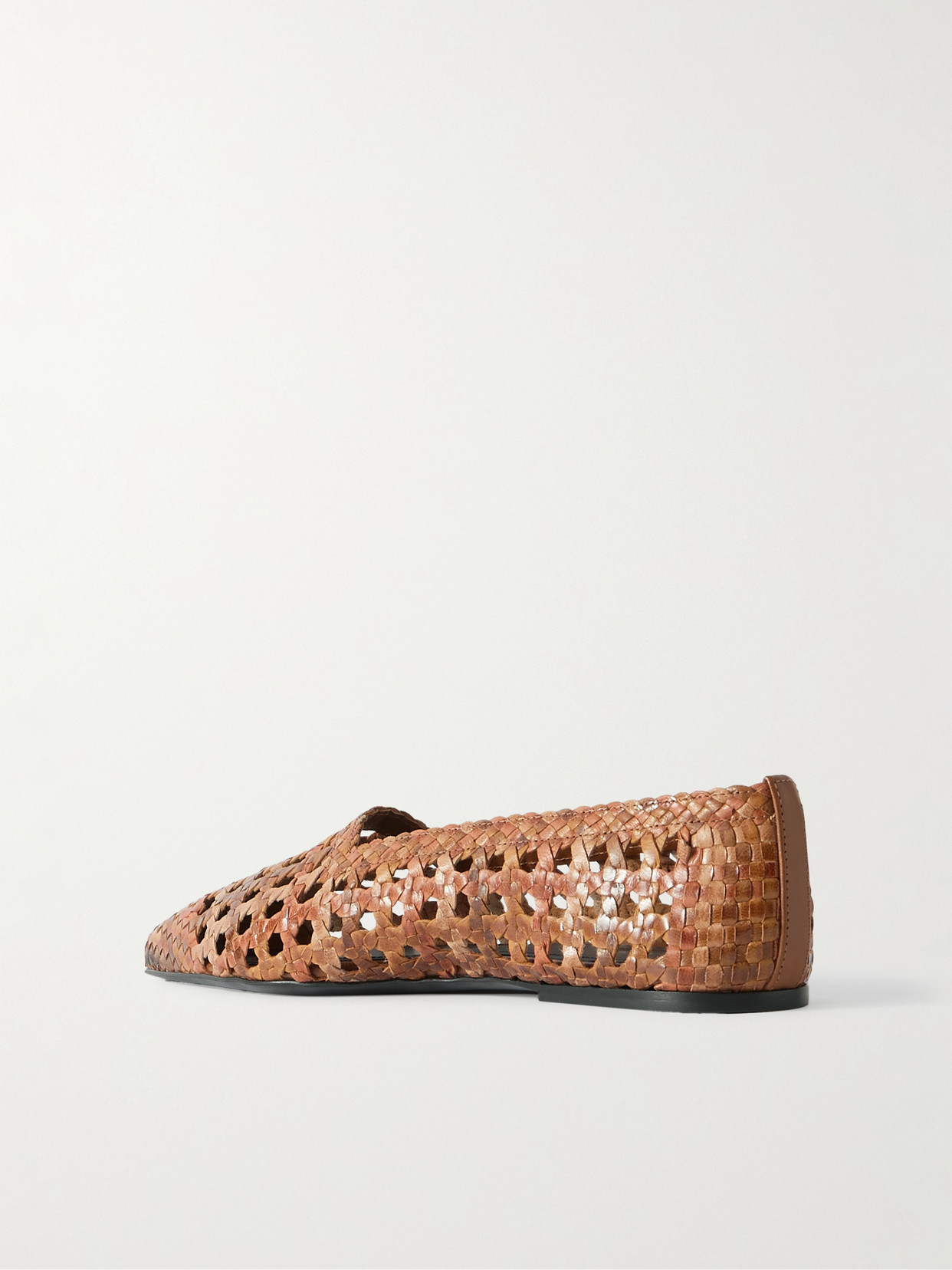 Loro Piana Ayame Woven Leather Pointed-toe Flats In Brown