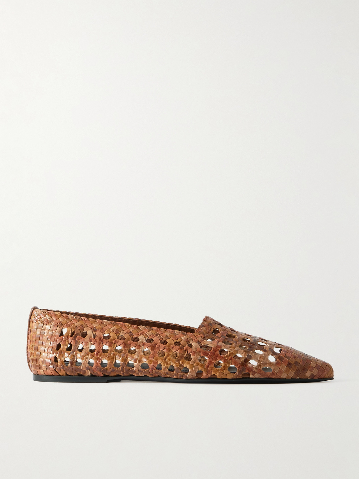 Loro Piana Ayame Woven Leather Pointed-toe Flats In Brown