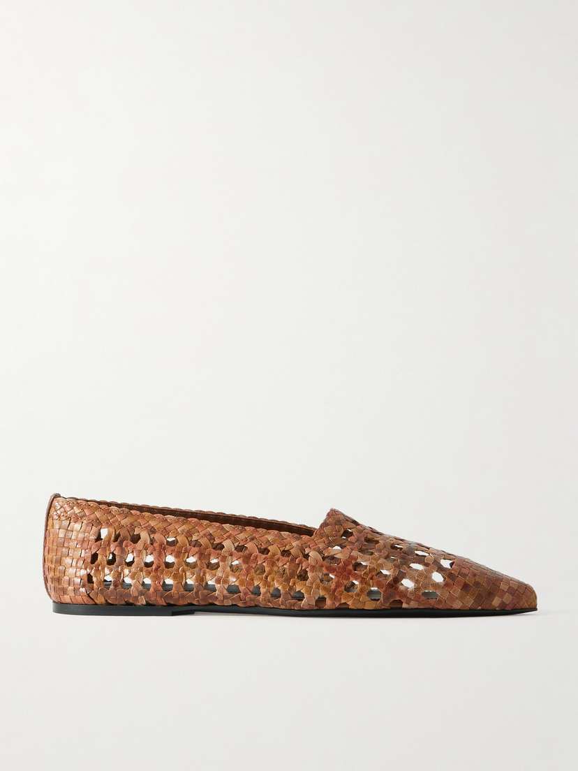 Loro Piana Ayame Woven Leather Pointed-toe Flats