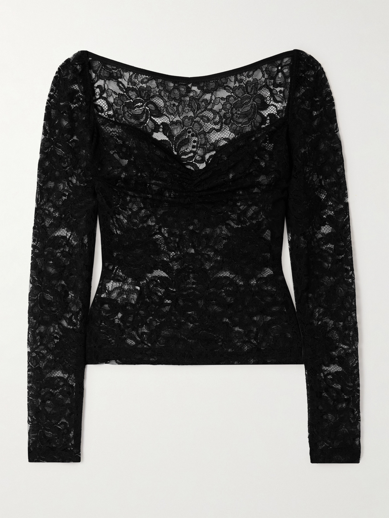 Dolce & Gabbana Gathered Lace Blouse In Black