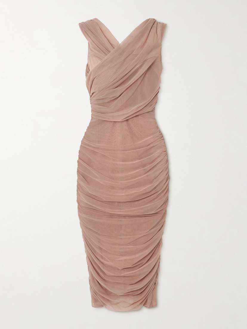 Dolce & Gabbana Ruched Stretch-tulle Midi Dress