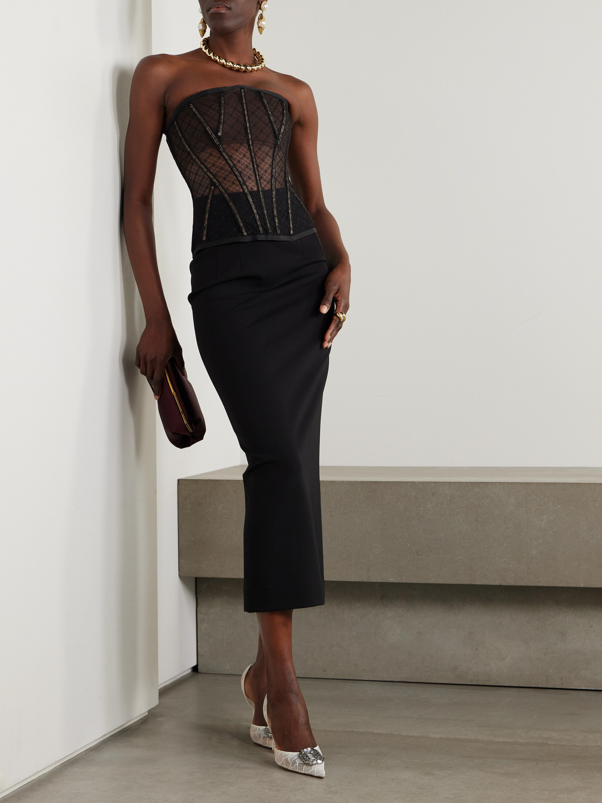 Point D'Esprit Bustier Top