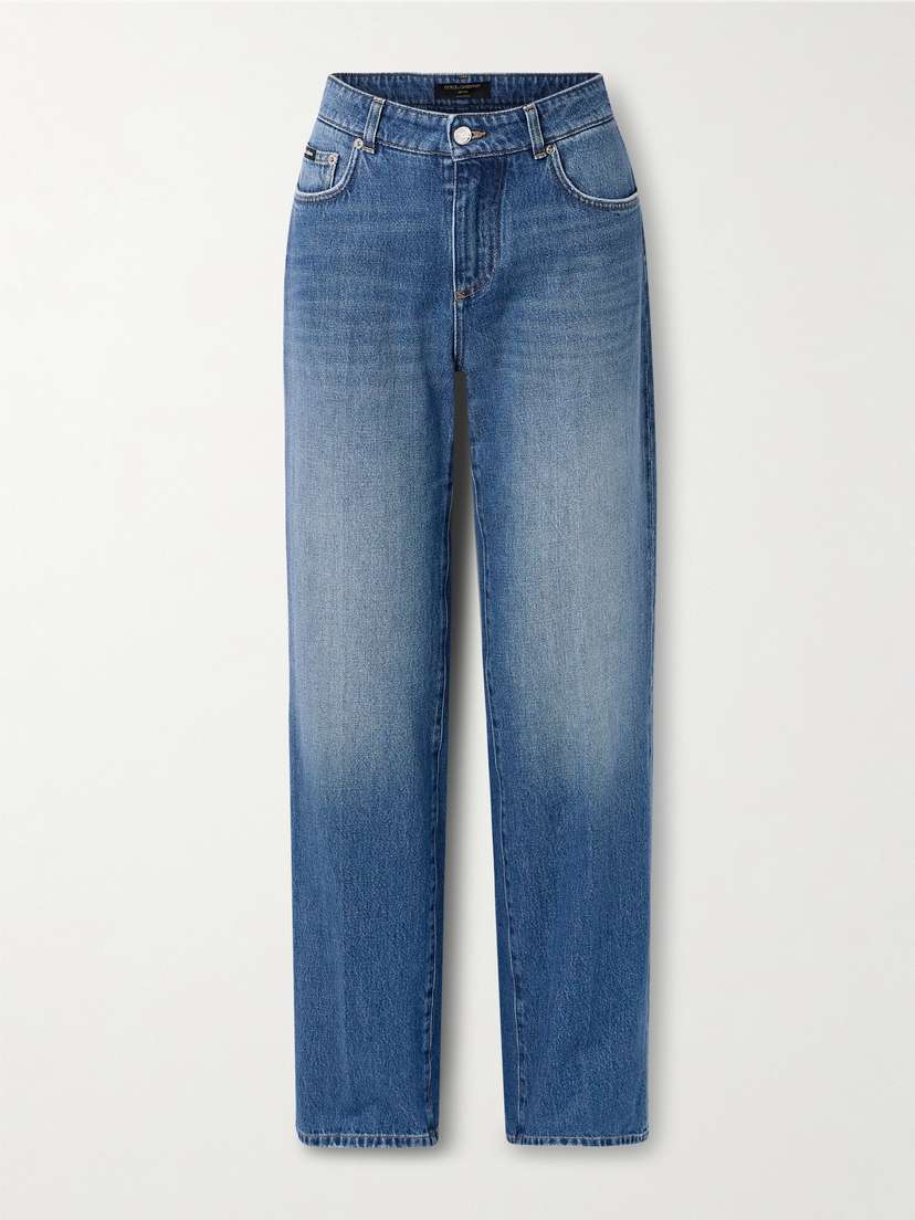 Dolce & Gabbana Appliquéd High-rise Straight-leg Jeans