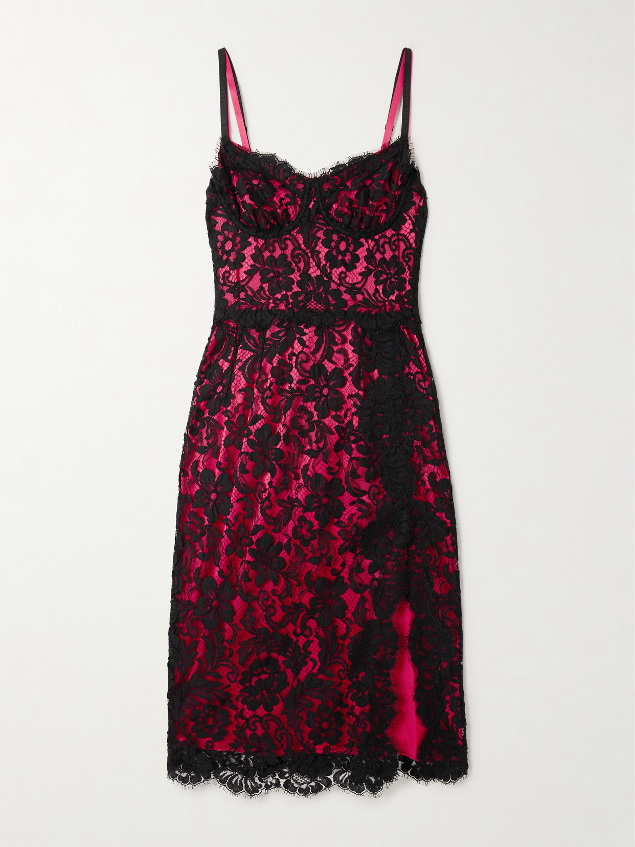 Dolce & Gabbana - Layered Cotton-blend Lace And Stretch-silk Satin Bustier Midi Dress - IT36