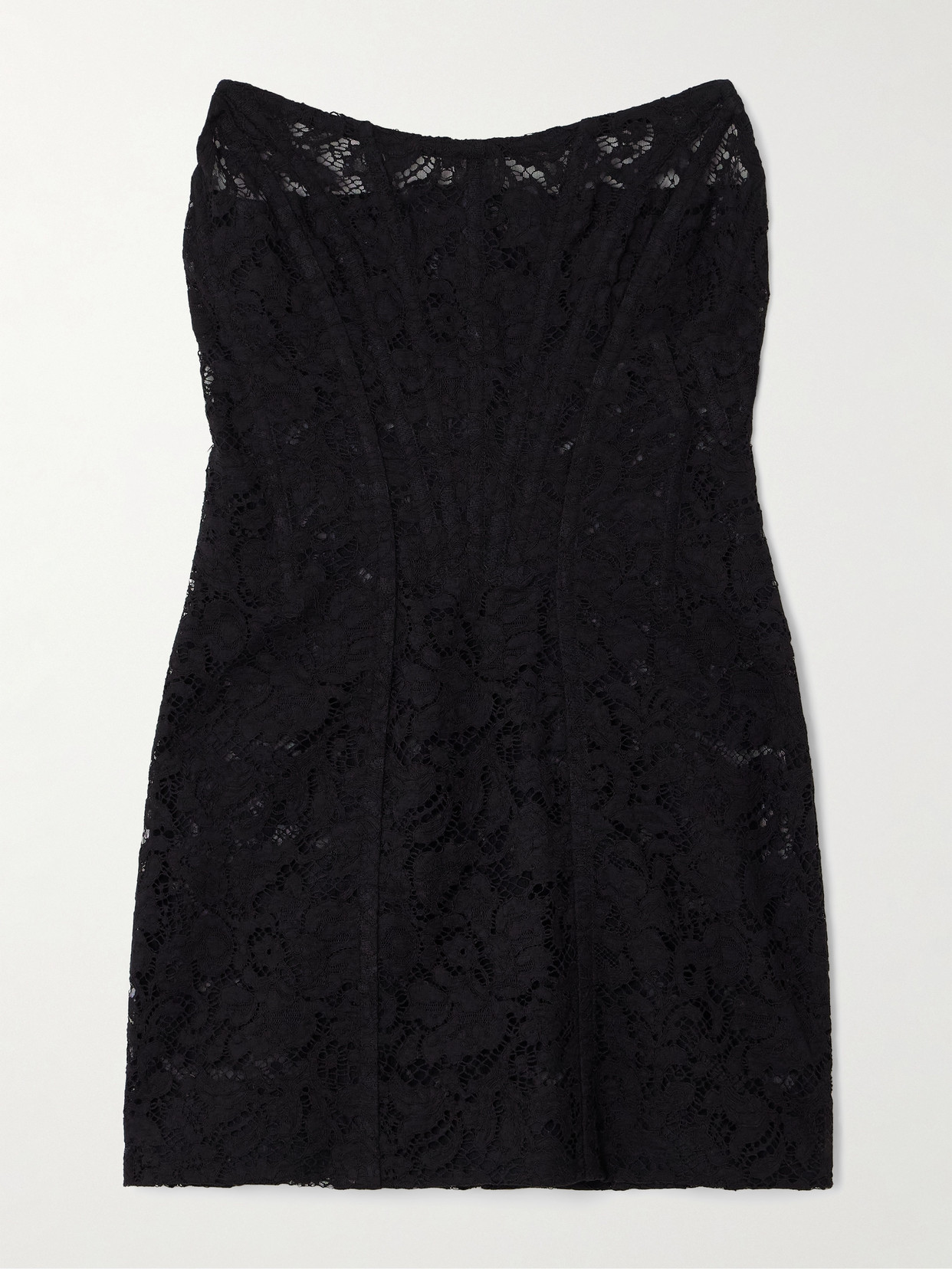 Dolce & Gabbana Cotton-blend Lace Bustier Mini Dress In Black