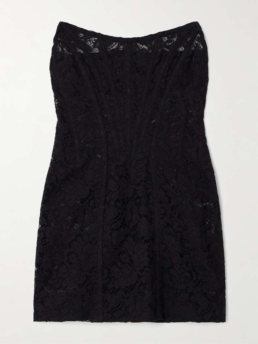 Dolce & Gabbana Cotton-blend Lace Bustier Mini Dress