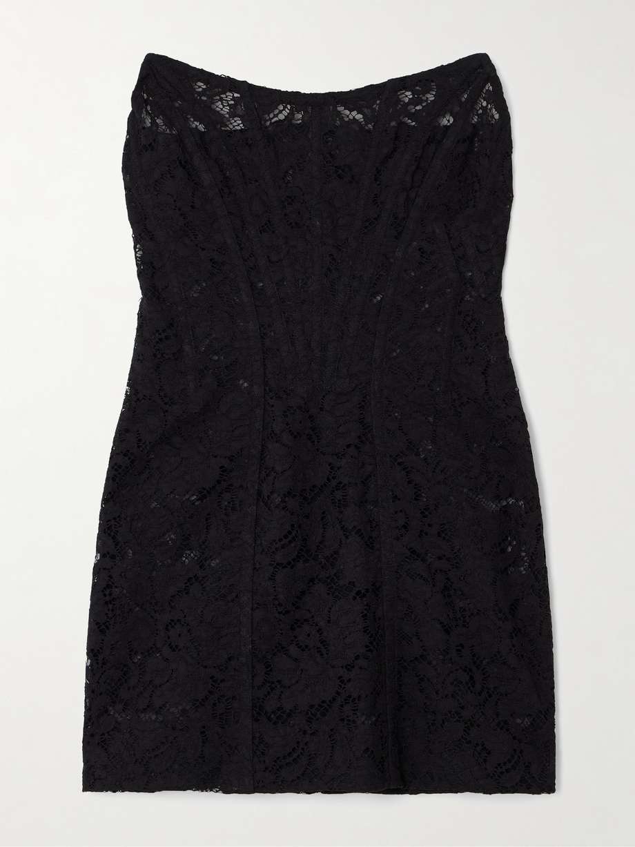 cotton-blend lace bustier mini dress